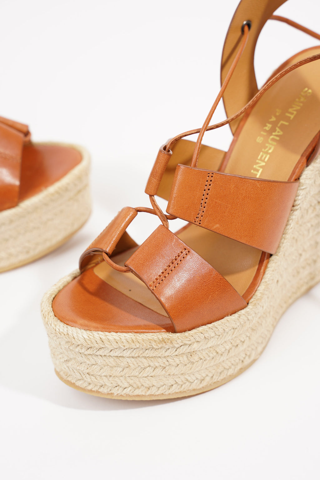 Saint Laurent Womens Platform Wedges Tan EU 35 / UK 2