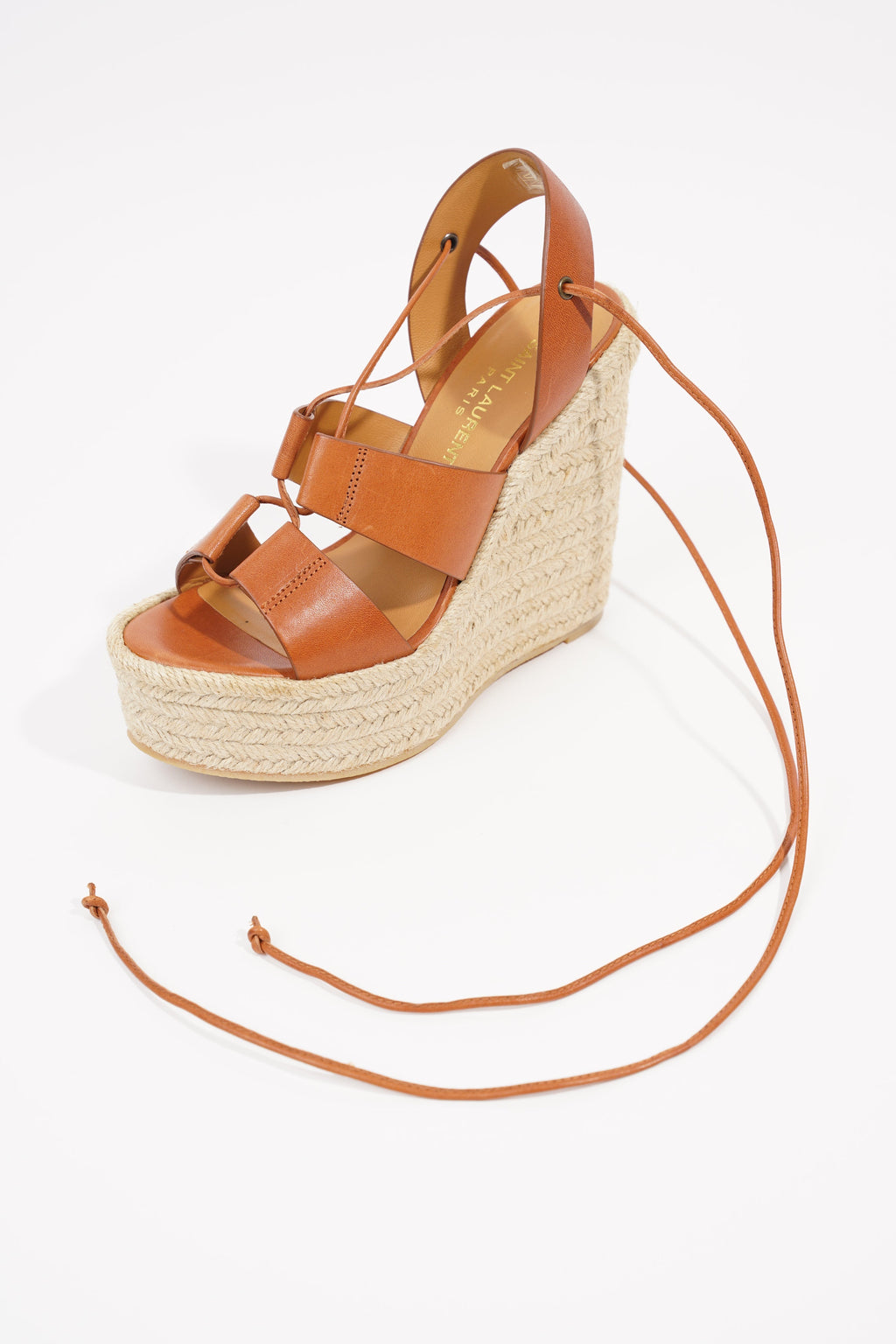 Saint Laurent Womens Platform Wedges Tan EU 35 / UK 2