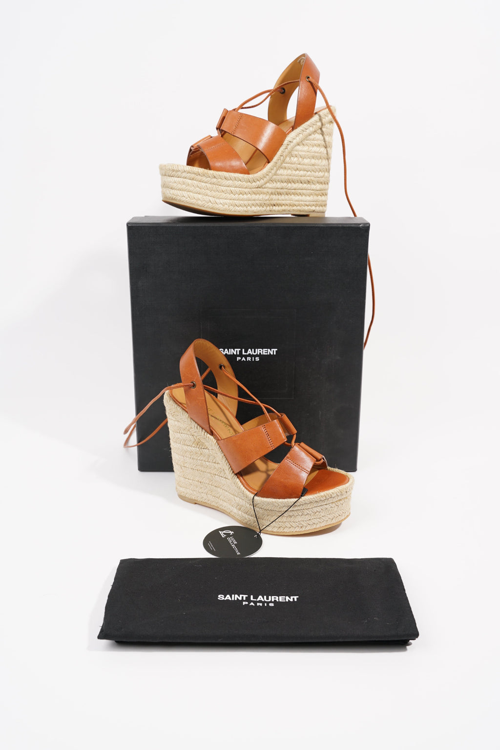 Saint Laurent Womens Platform Wedges Tan EU 35 / UK 2