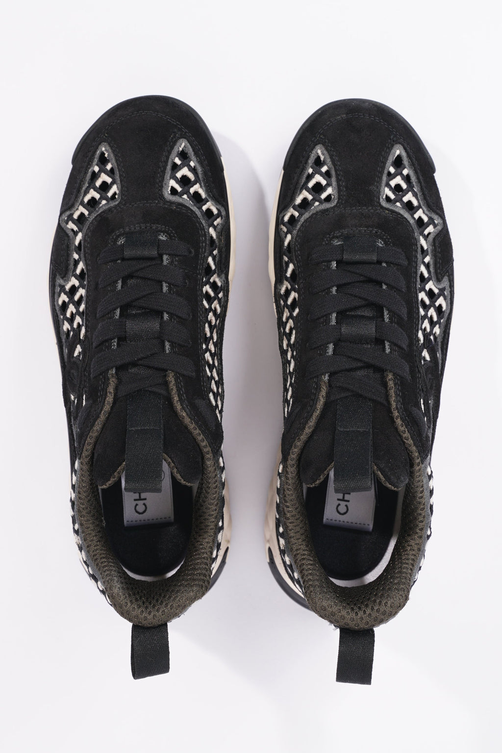 Chanel Womens CC Tweed Sneaker Black / White EU 37 / UK 4