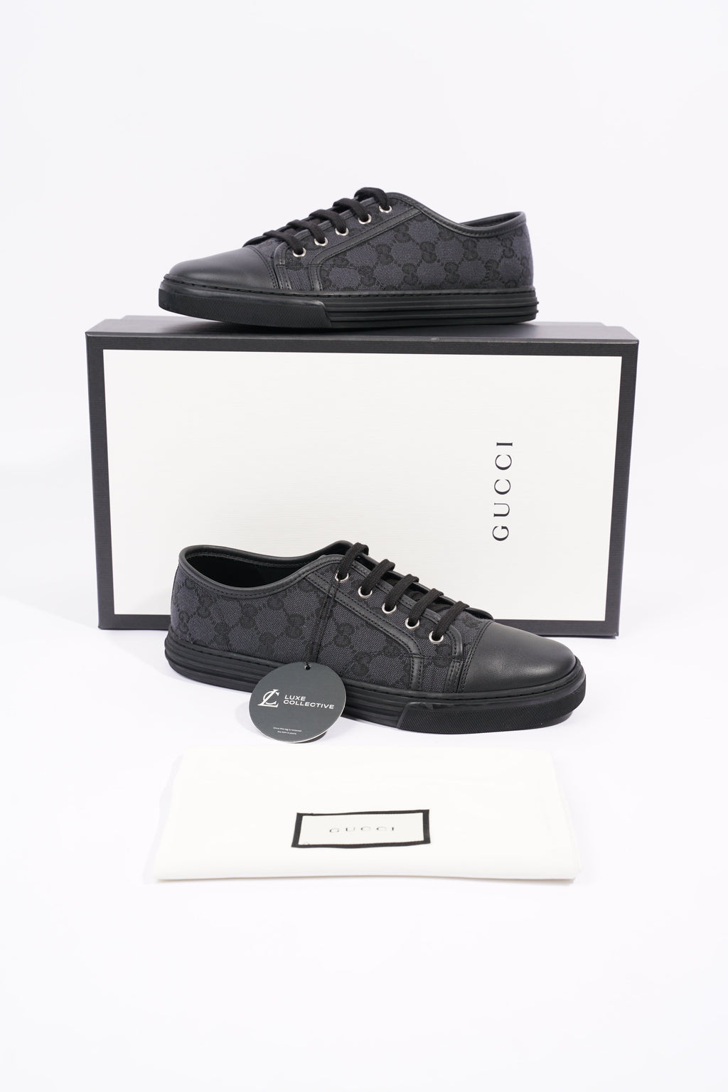 Gucci Mens GG Canvas Low Top Sneaker Black EU 40 / UK 6