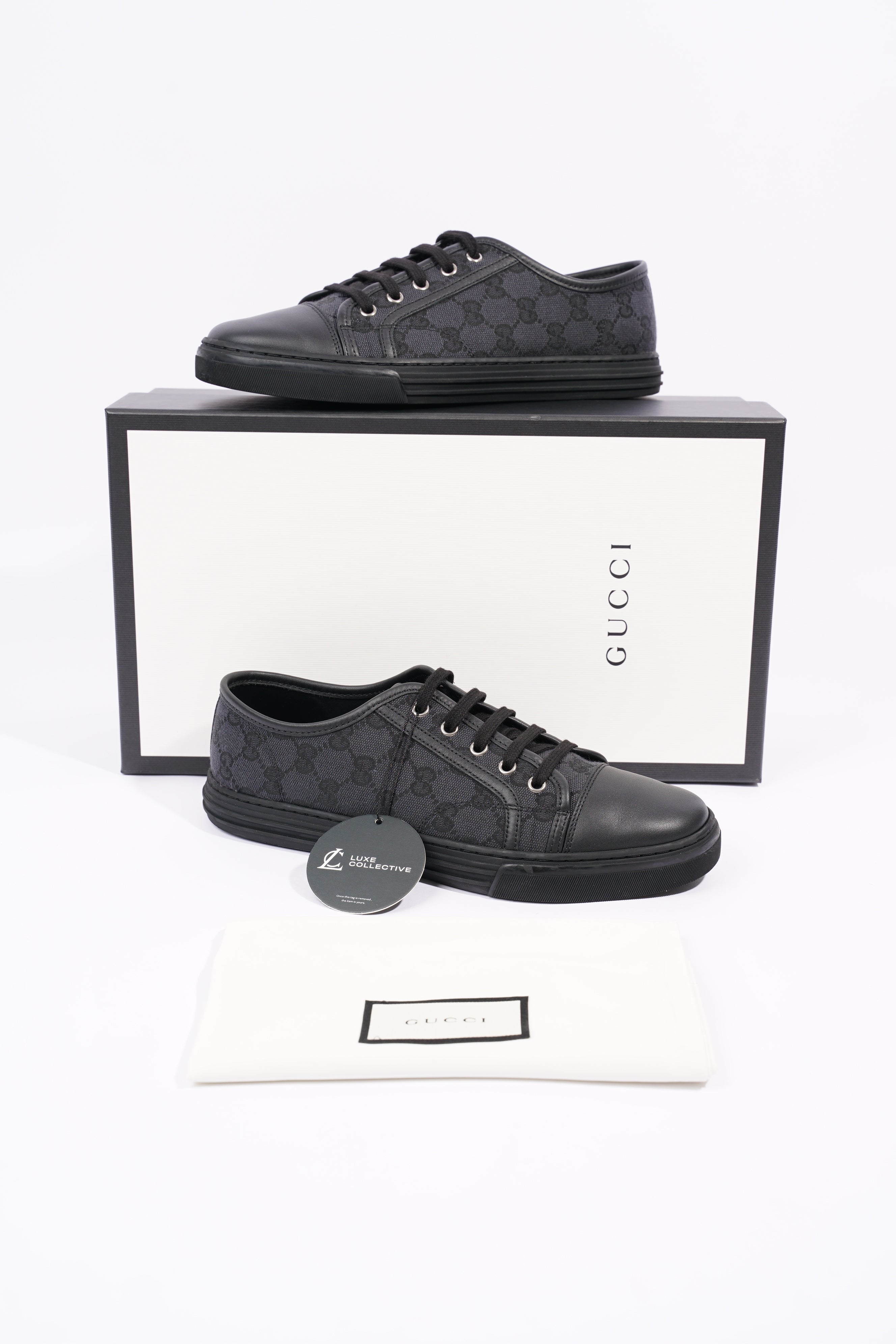 Gucci Mens GG Canvas Low Top Sneaker Black EU 40 / UK 6