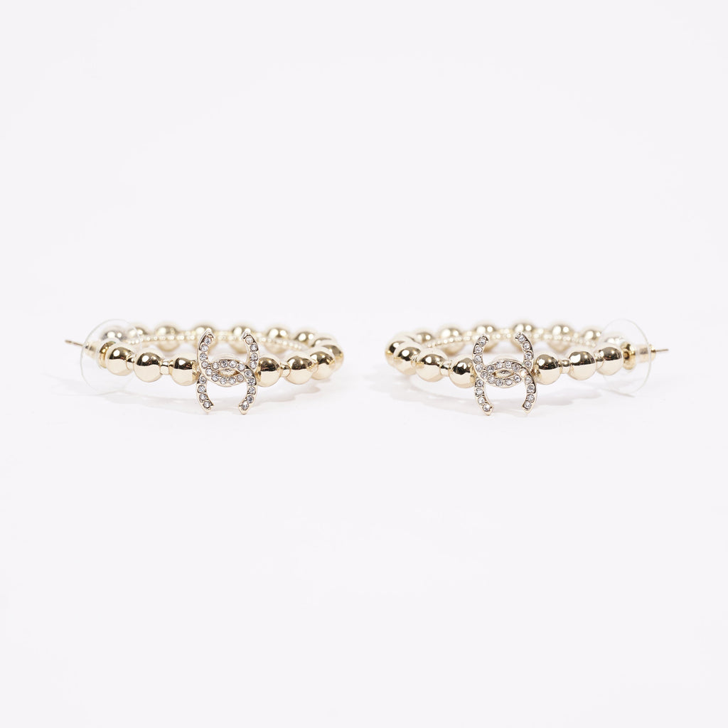 Chanel Womens Hoop Earrings Gold