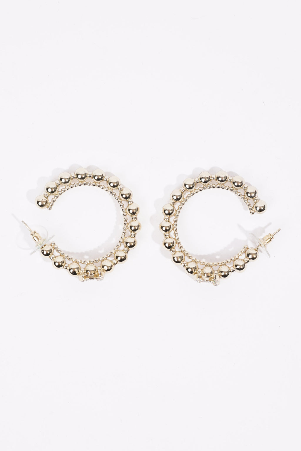 Chanel Womens Hoop Earrings Gold