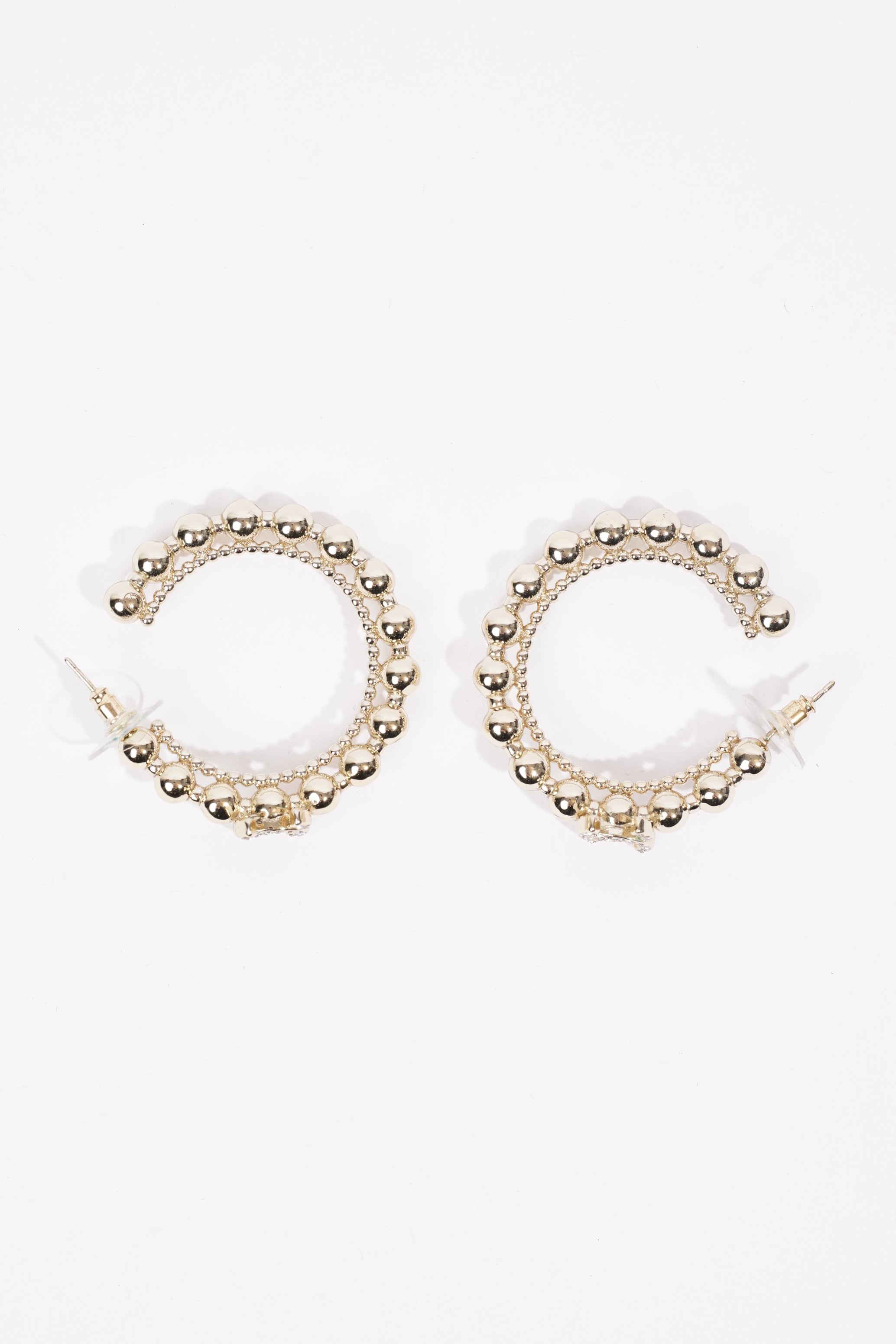 Chanel Womens Hoop Earrings Gold