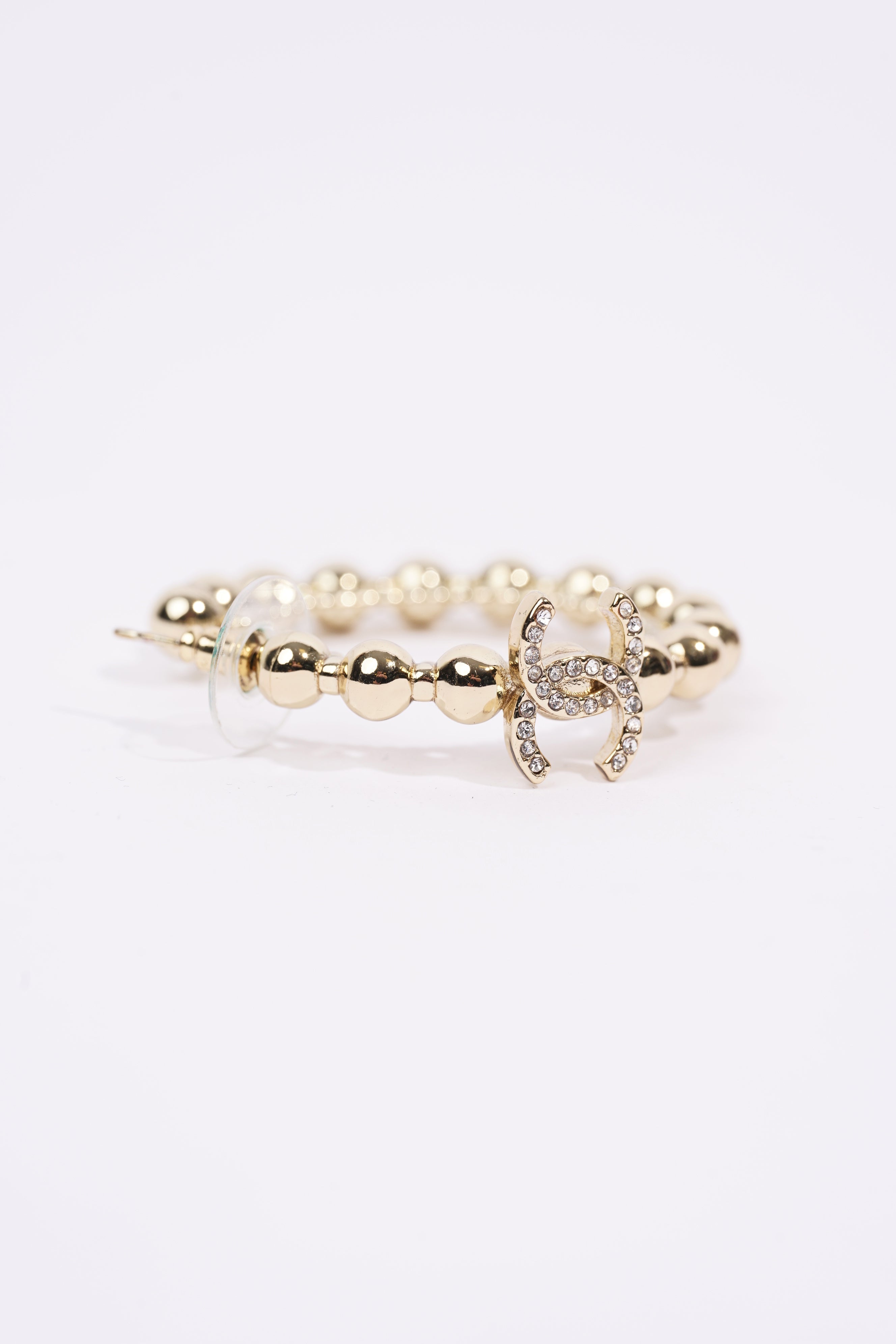 Chanel Womens Hoop Earrings Gold