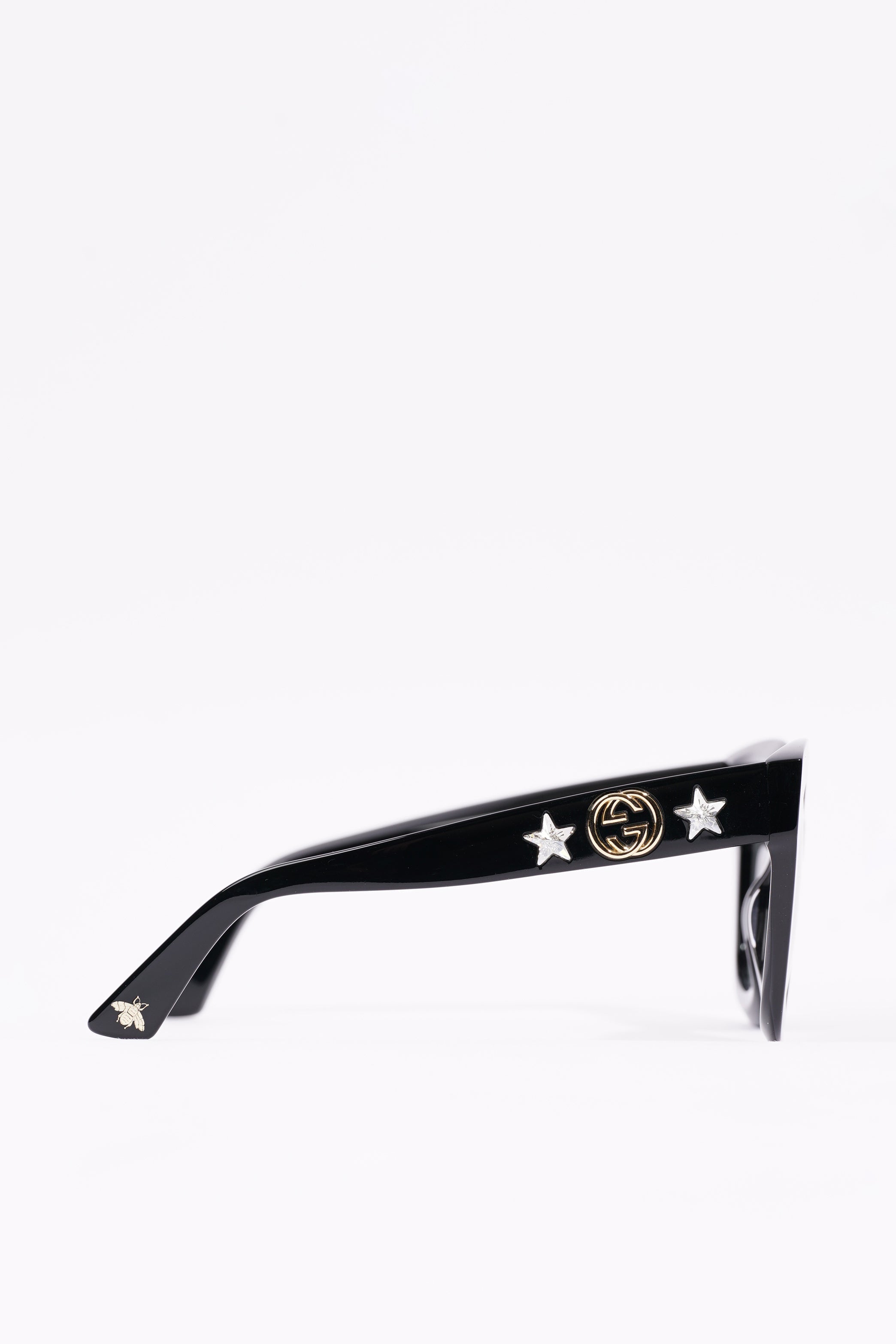 Gucci Womens GG0208S Sunglasses Black / Gold / Silver 140