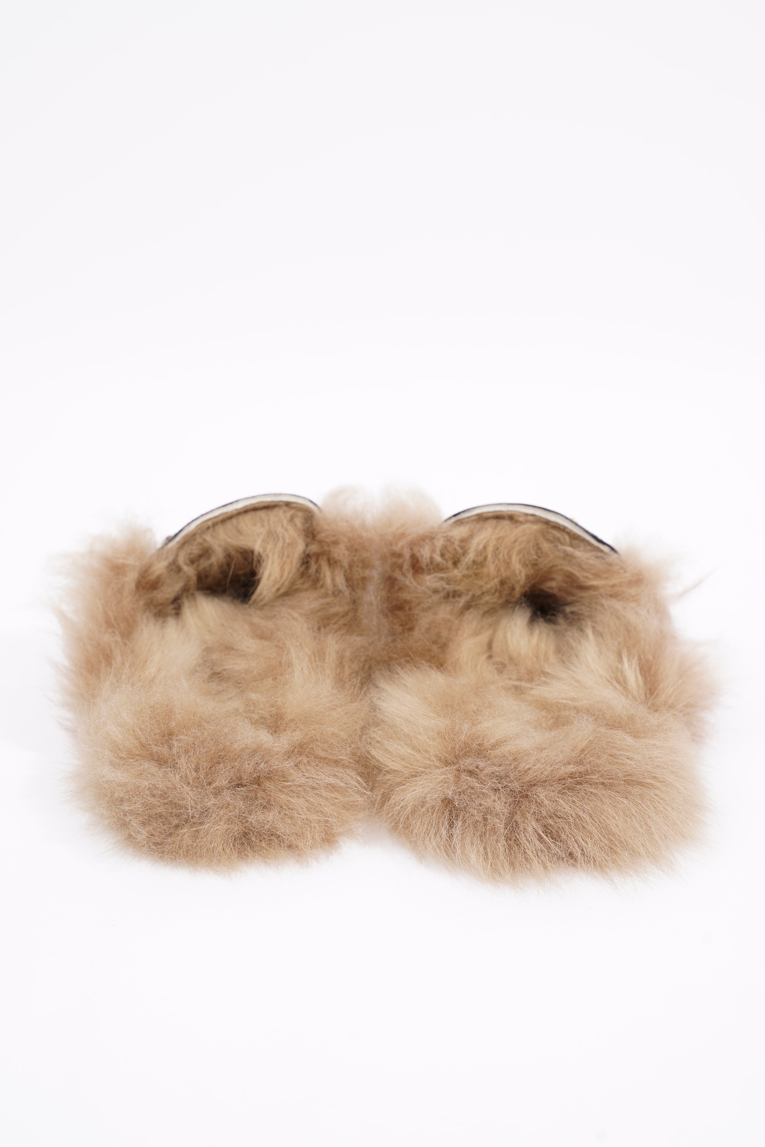 Gucci Womens Princetown Fur Mules Black / Gold EU 37 / UK 4