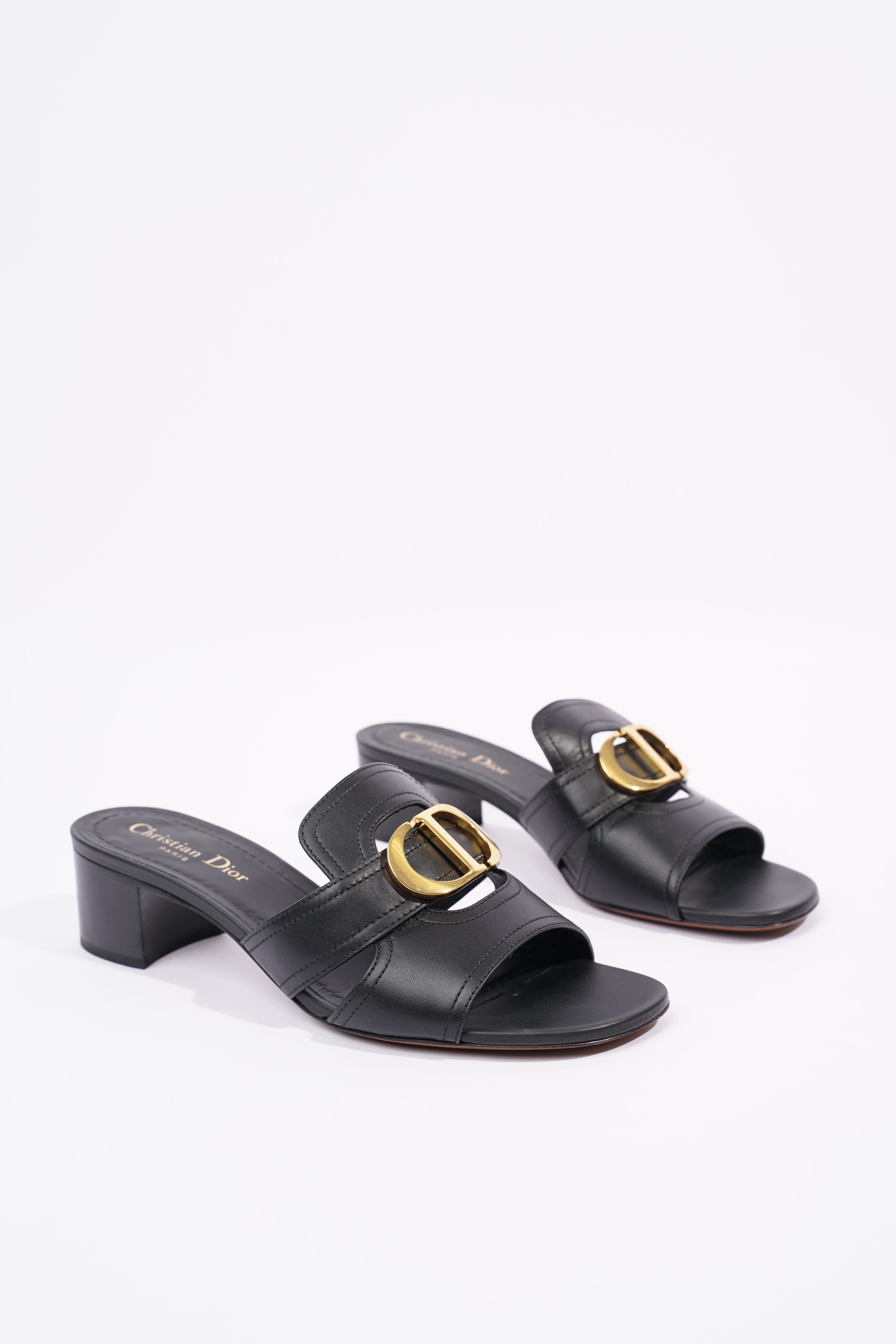 Christian Dior Womens 30 Montaigne Sandal Black / Gold EU 39 / UK 6