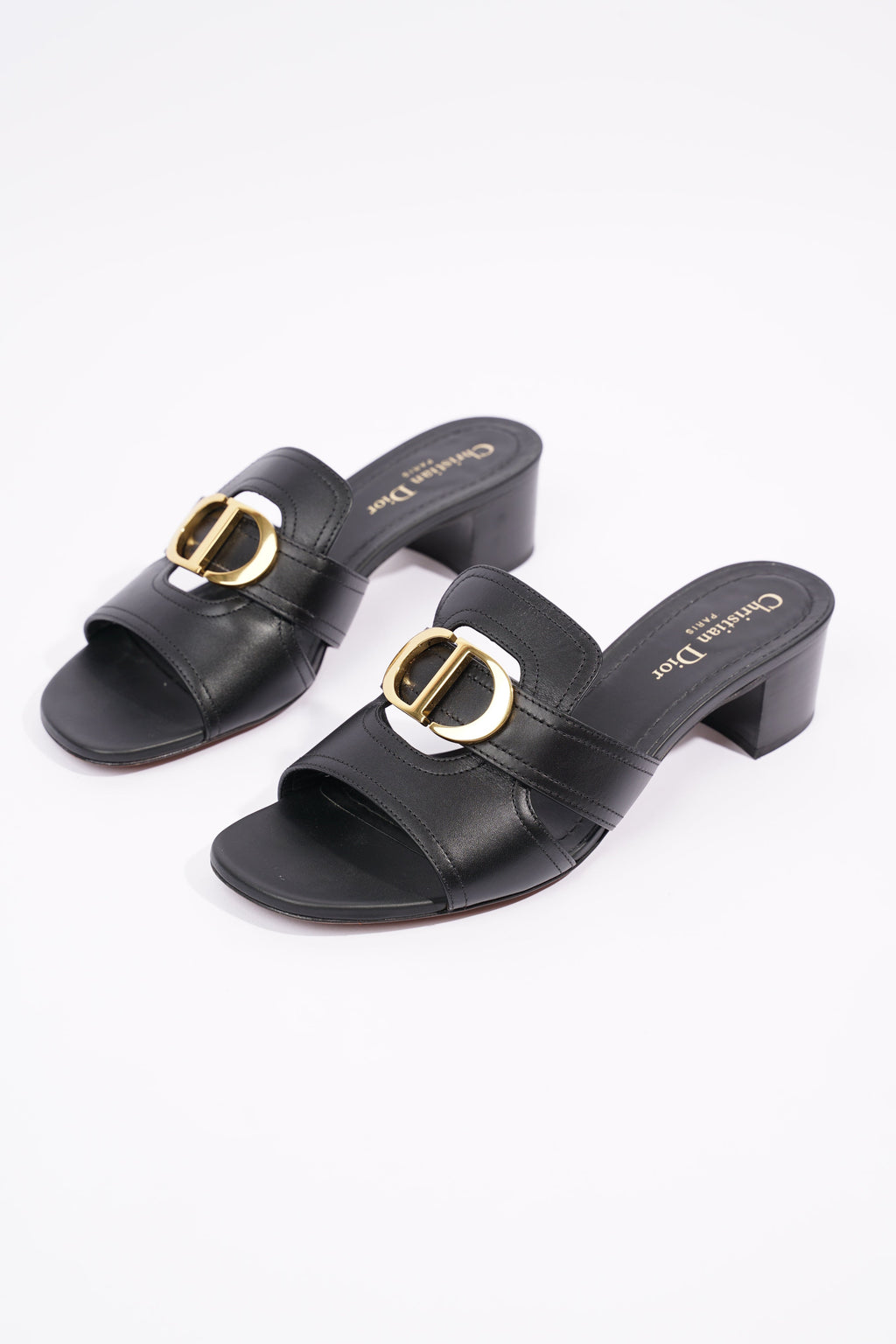 Christian Dior Womens 30 Montaigne Sandal Black / Gold EU 39 / UK 6