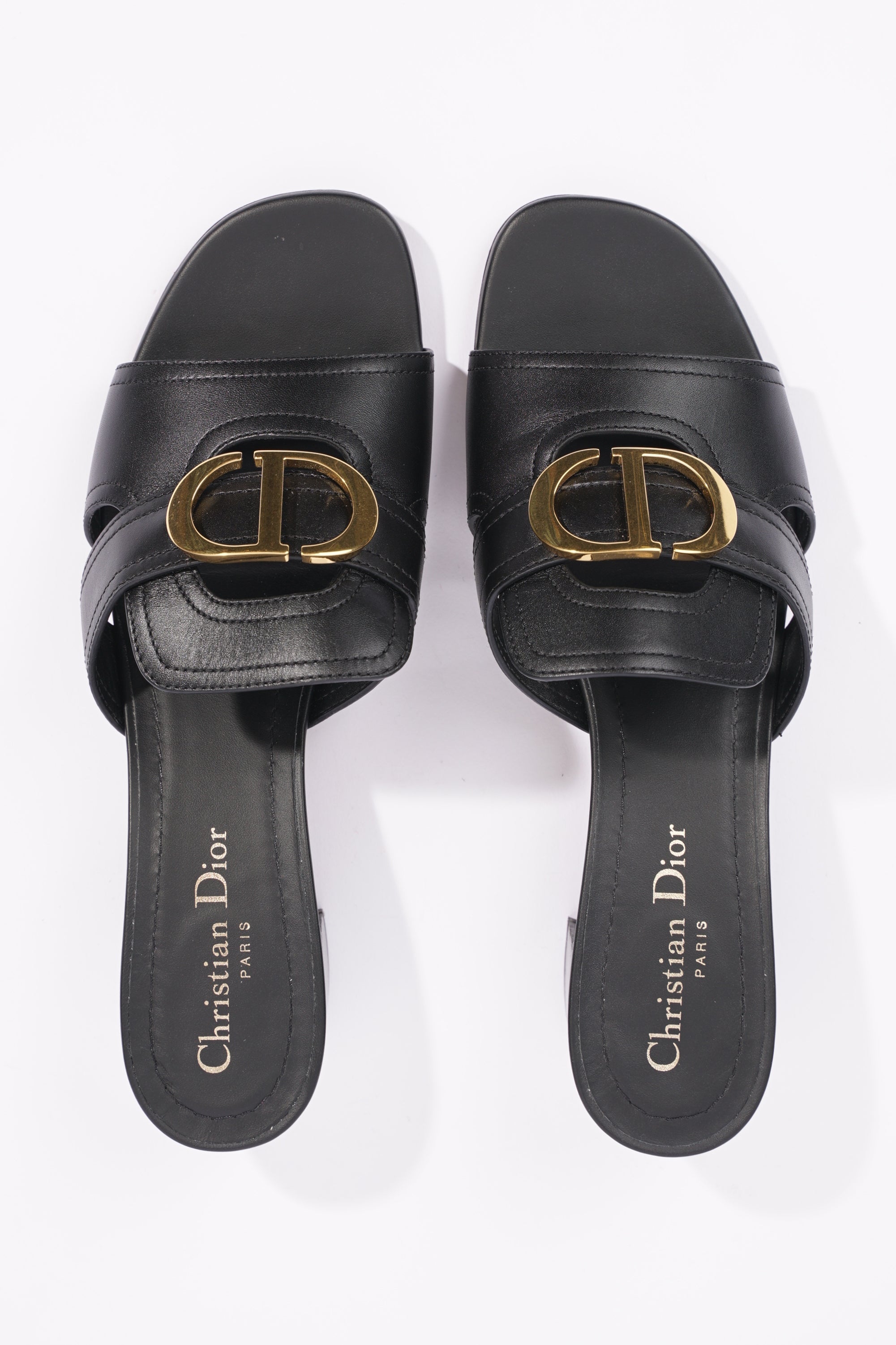 Christian Dior Womens 30 Montaigne Sandal Black / Gold EU 39 / UK 6
