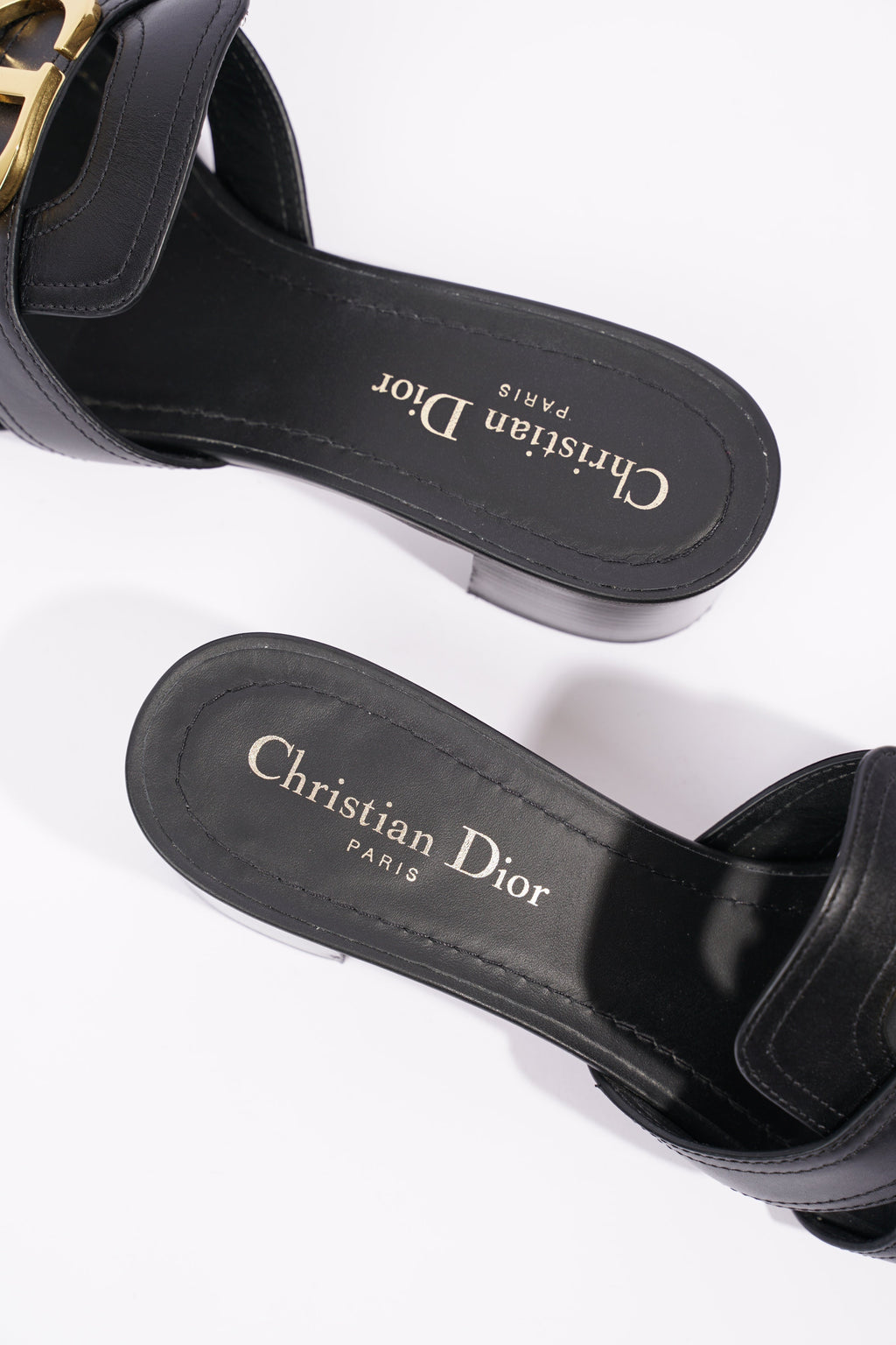 Christian Dior Womens 30 Montaigne Sandal Black / Gold EU 39 / UK 6