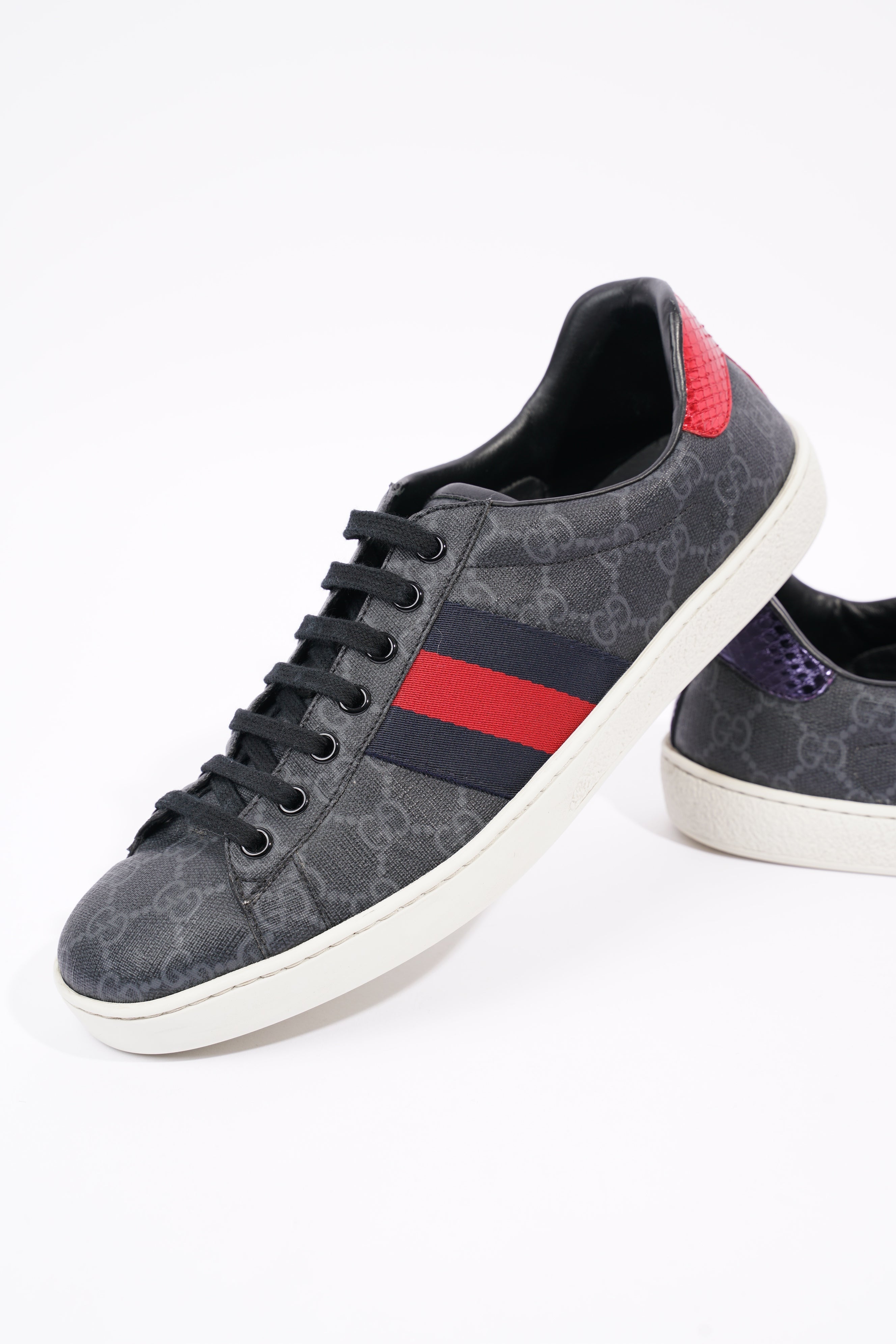 Gucci Mens Ace Black Supreme / Red / Navy EU 42.5 / UK 8.5