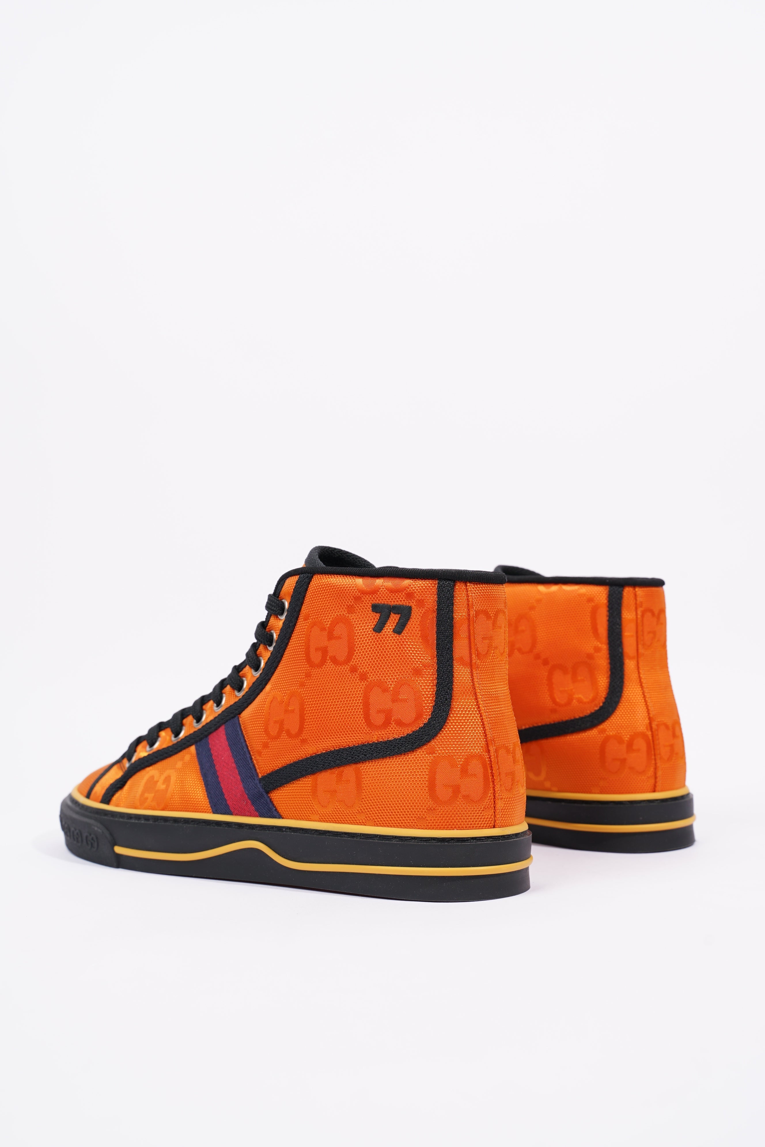 Gucci Mens Tennis 1977 High Top Sneaker Orange EU 40 / UK 6