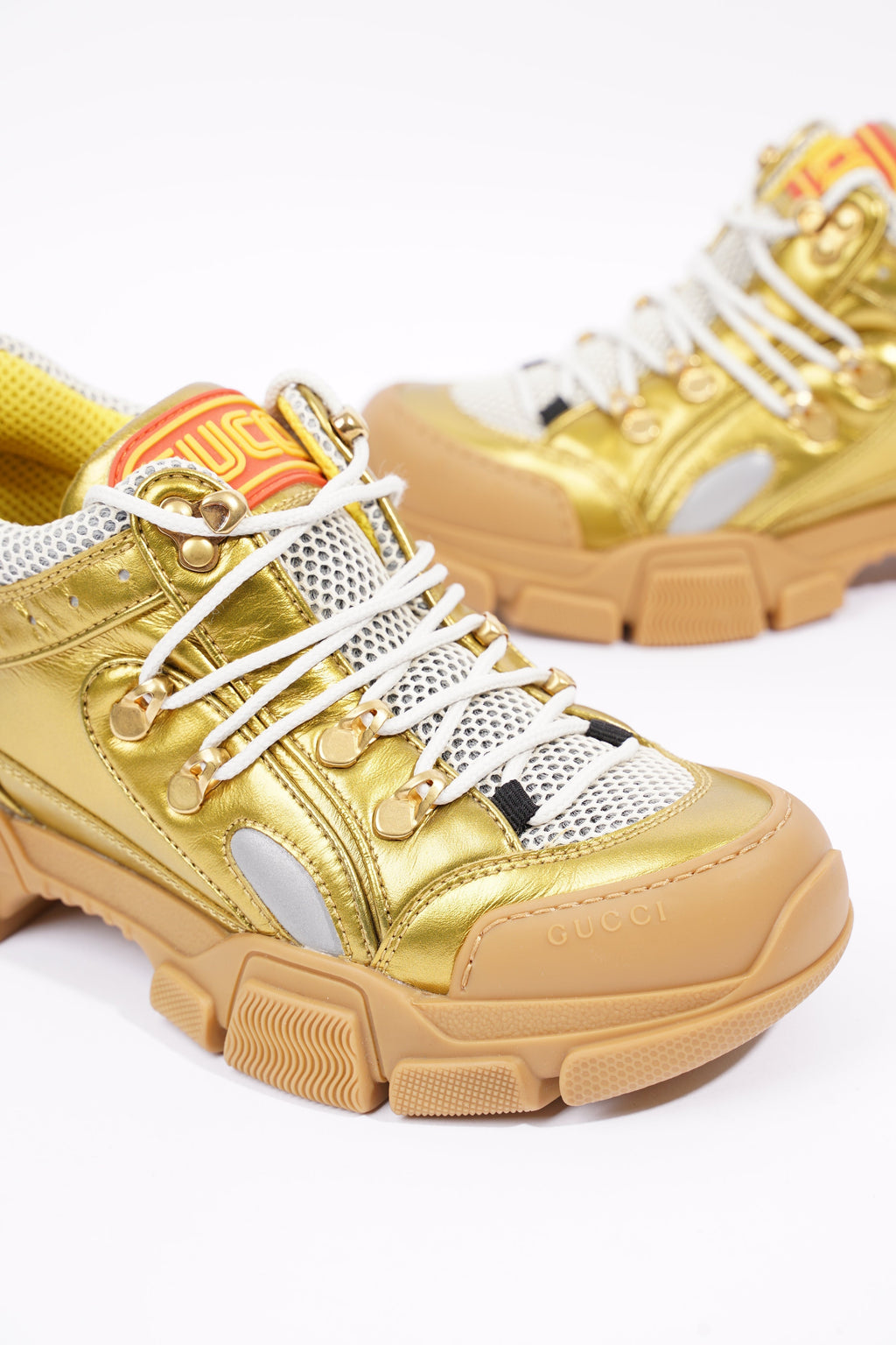 Gucci Womens Flashtrek Gold / White EU 37.5 / UK 4.5