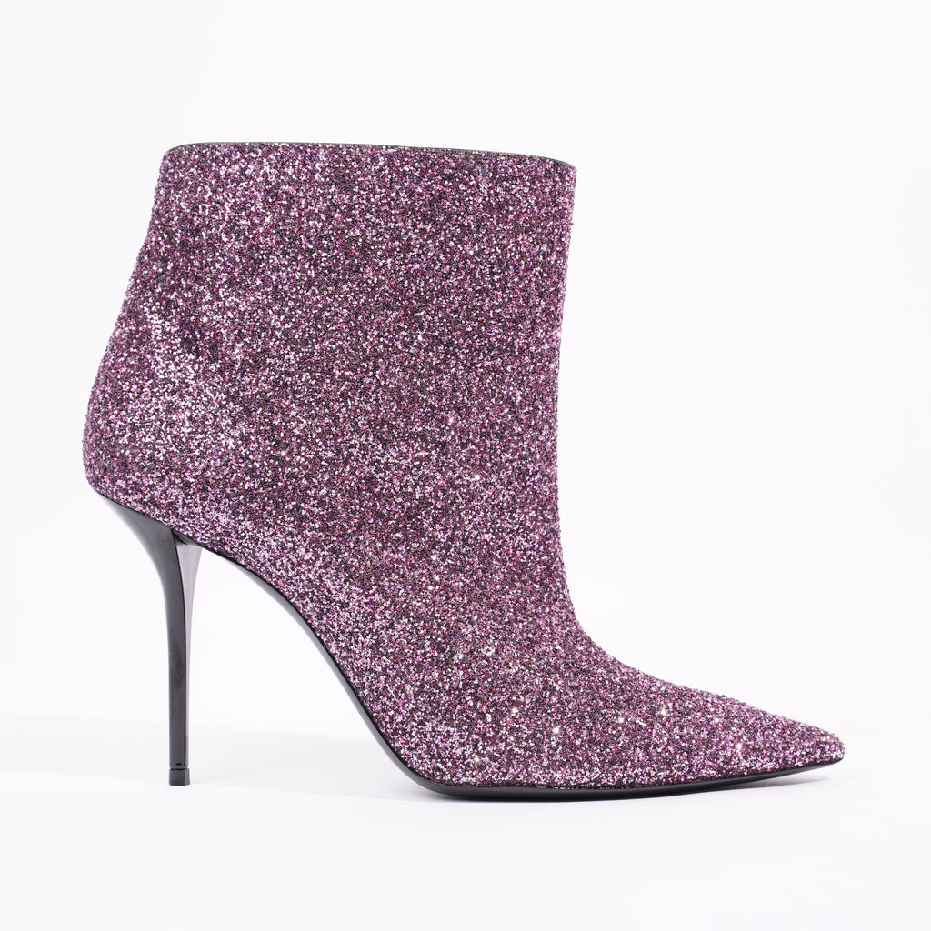 Saint Laurent Womens Pierre 95 Bootie Purple Glitter EU 42 / UK 9