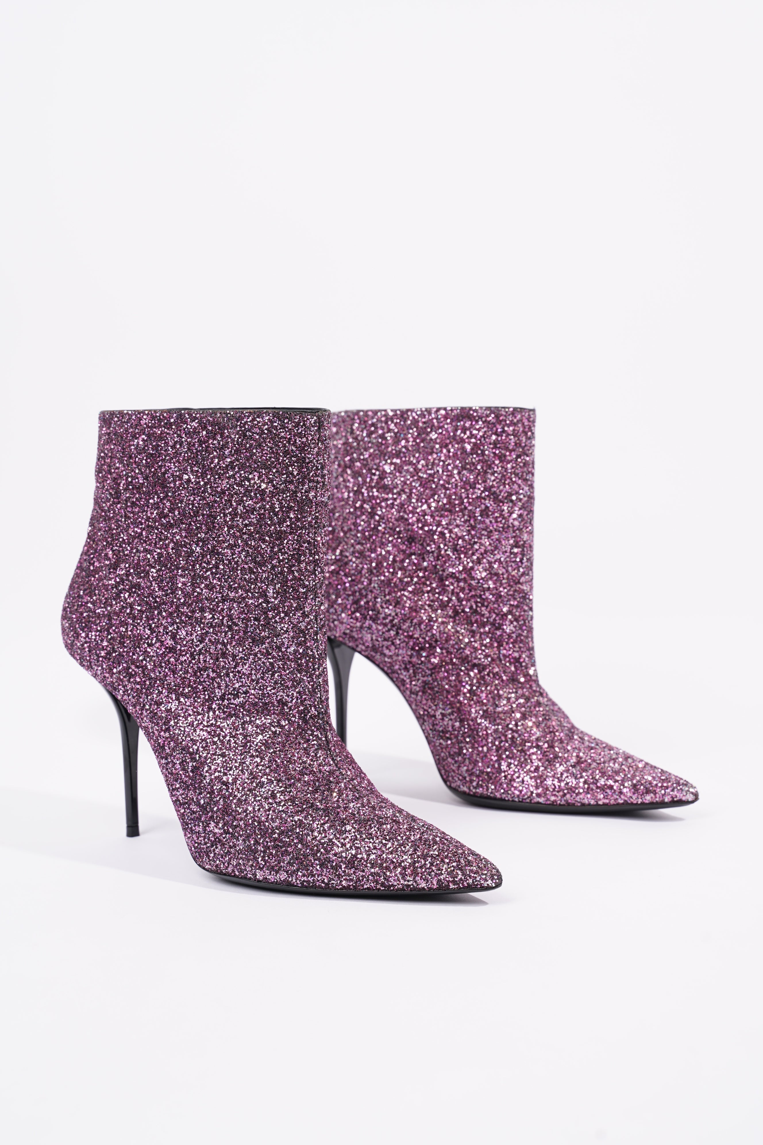 Saint Laurent Womens Pierre 95 Bootie Purple Glitter EU 42 / UK 9