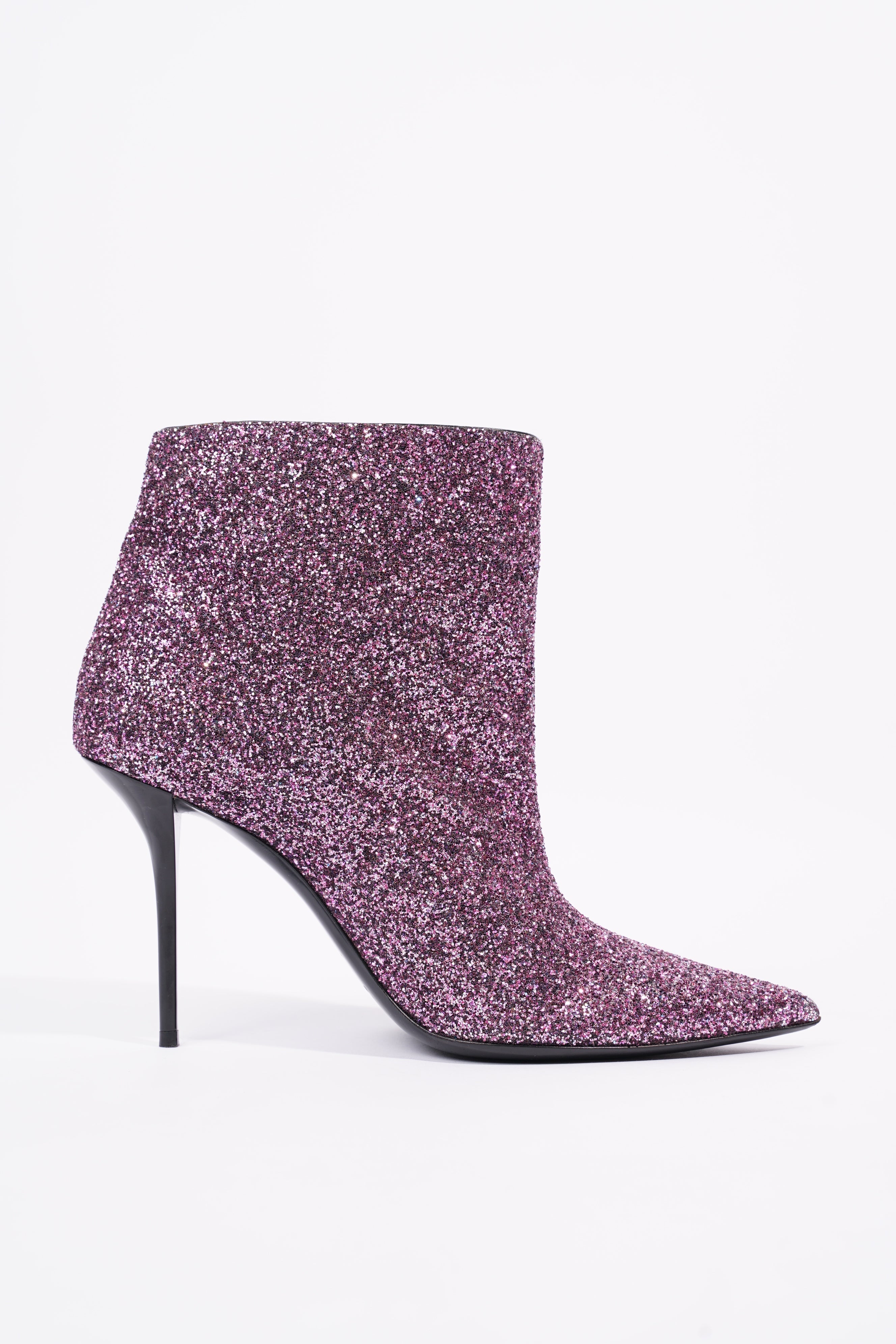 Saint Laurent Womens Pierre 95 Bootie Purple Glitter EU 42 / UK 9