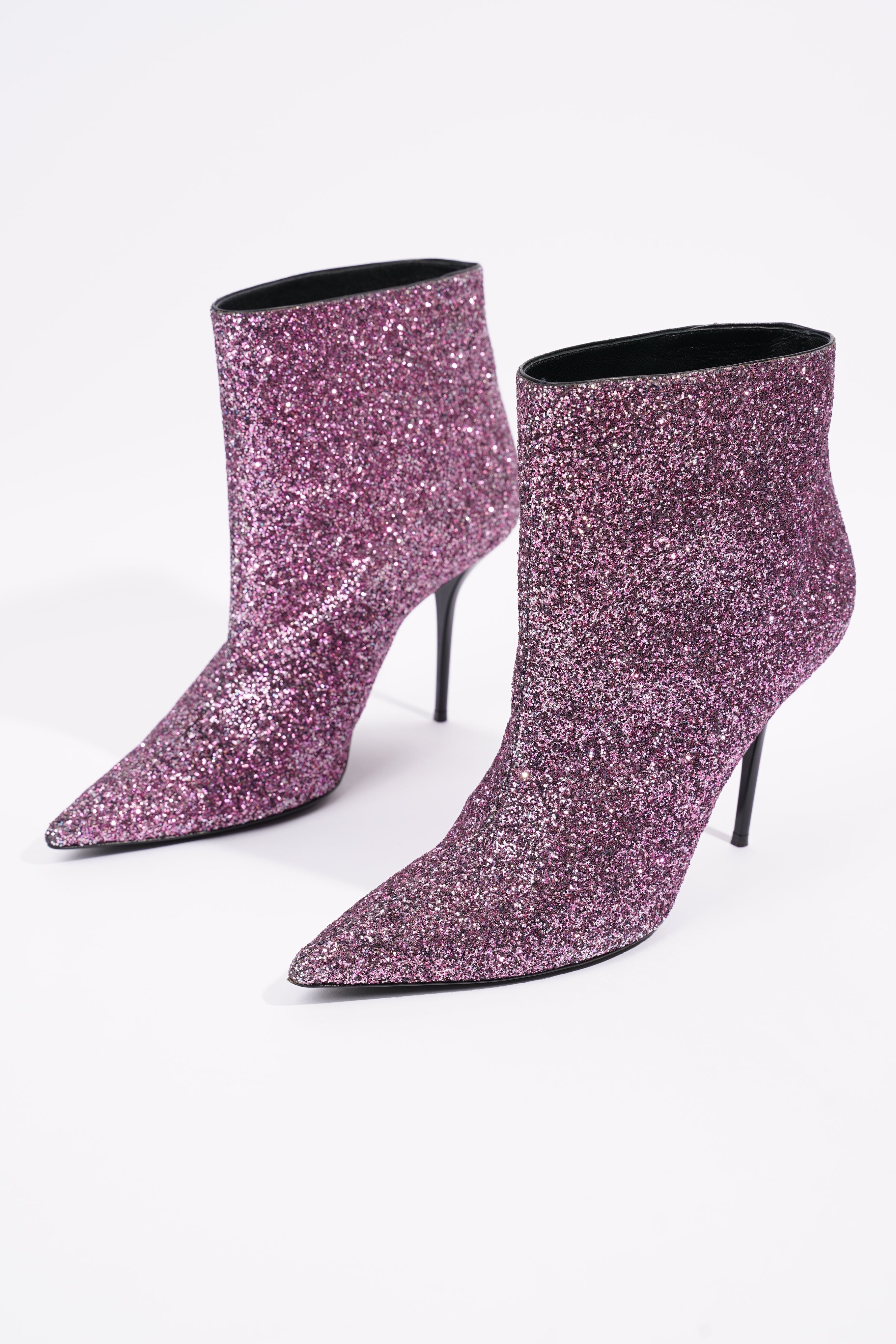 Saint Laurent Womens Pierre 95 Bootie Purple Glitter EU 42 / UK 9
