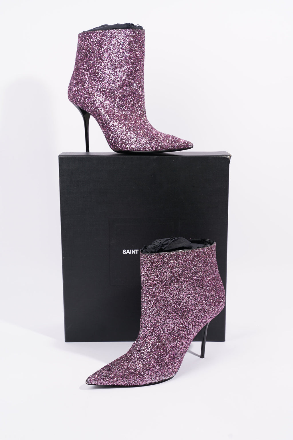 Saint Laurent Womens Pierre 95 Bootie Purple Glitter EU 42 / UK 9
