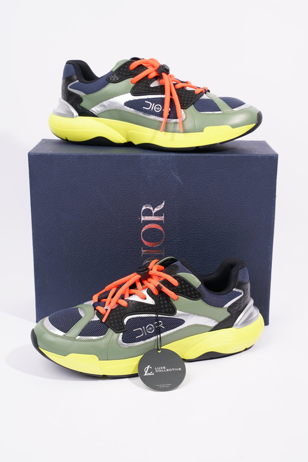 Christian Dior Mens B24 Blue / Khaki / Yellow EU 44 / UK 10