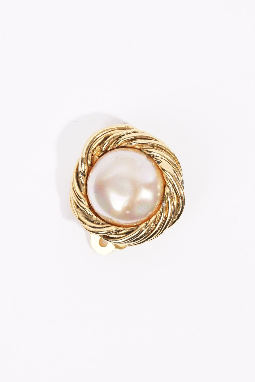 Chanel Womens Gripoux Pearl Earring Gold