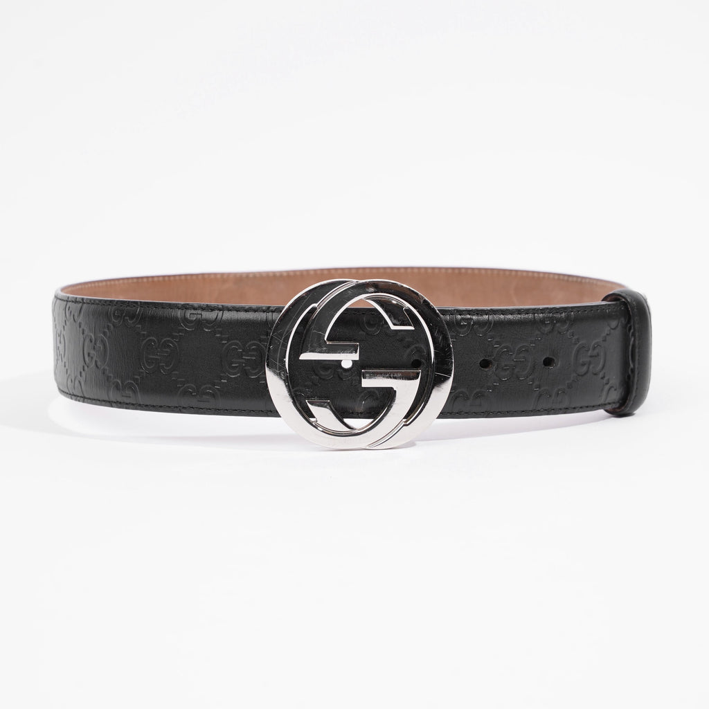 Gucci Signature Leather Belt Black GG Supreme Leather 75cm 30"