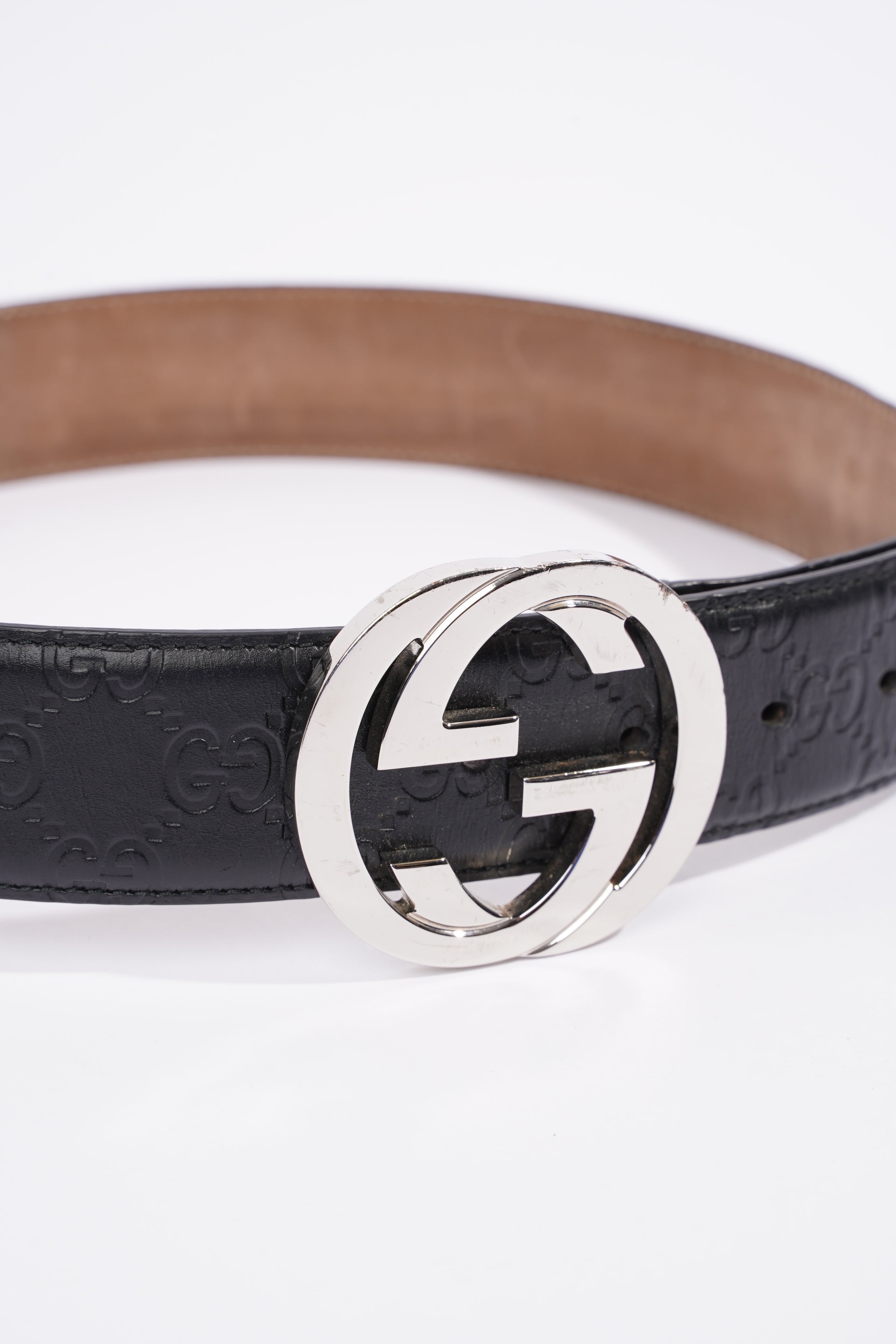 Gucci Signature Leather Belt Black GG Supreme Leather 75cm 30"