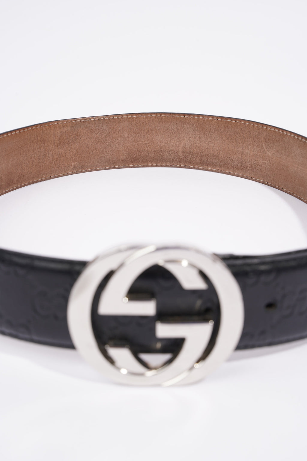 Gucci Signature Leather Belt Black GG Supreme Leather 75cm 30"