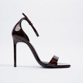 Saint Laurent Amber 105 Brown Print Patent Leather EU 38 UK 5