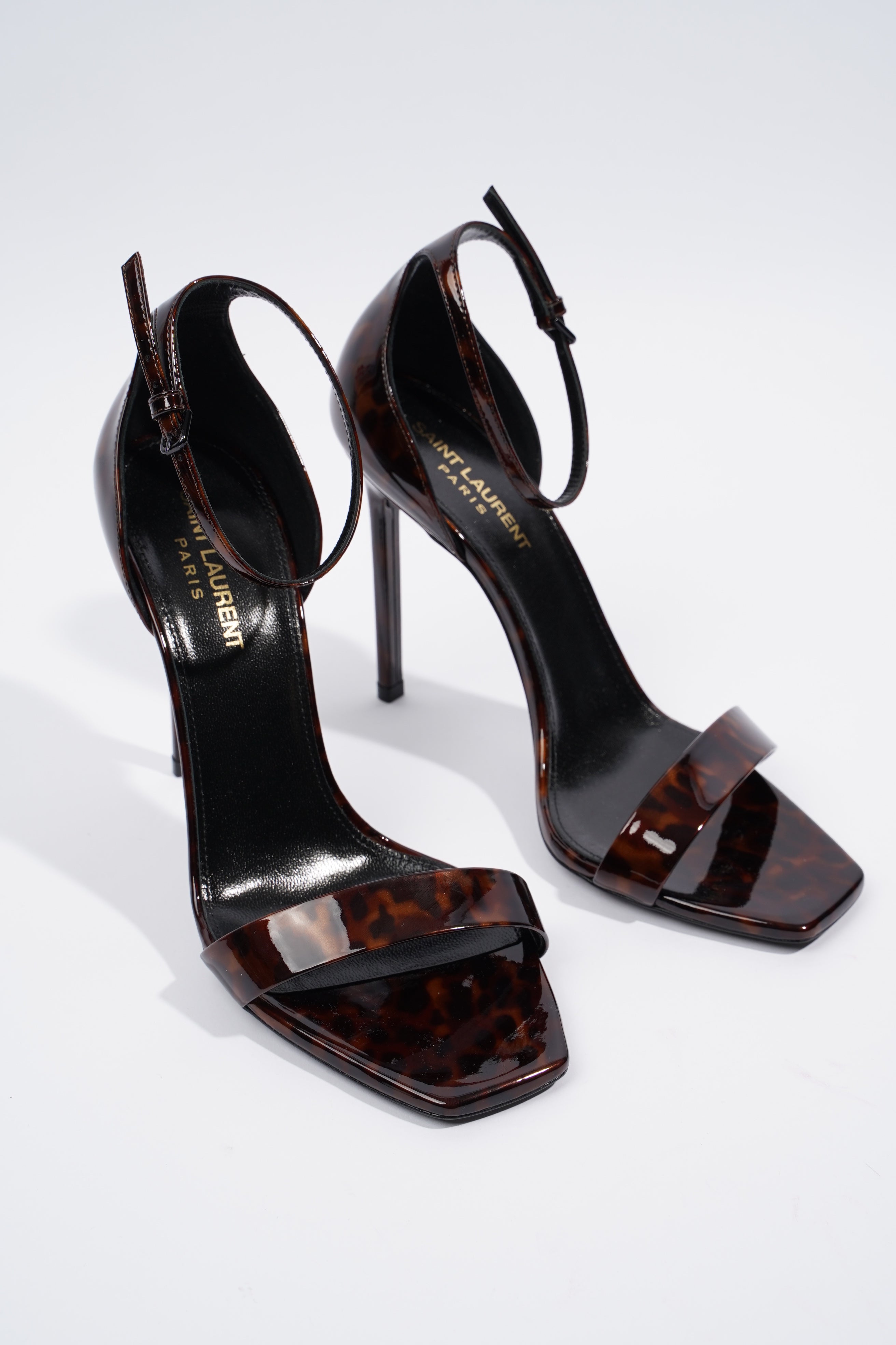 Saint Laurent Amber 105 Brown Print Patent Leather EU 38 UK 5