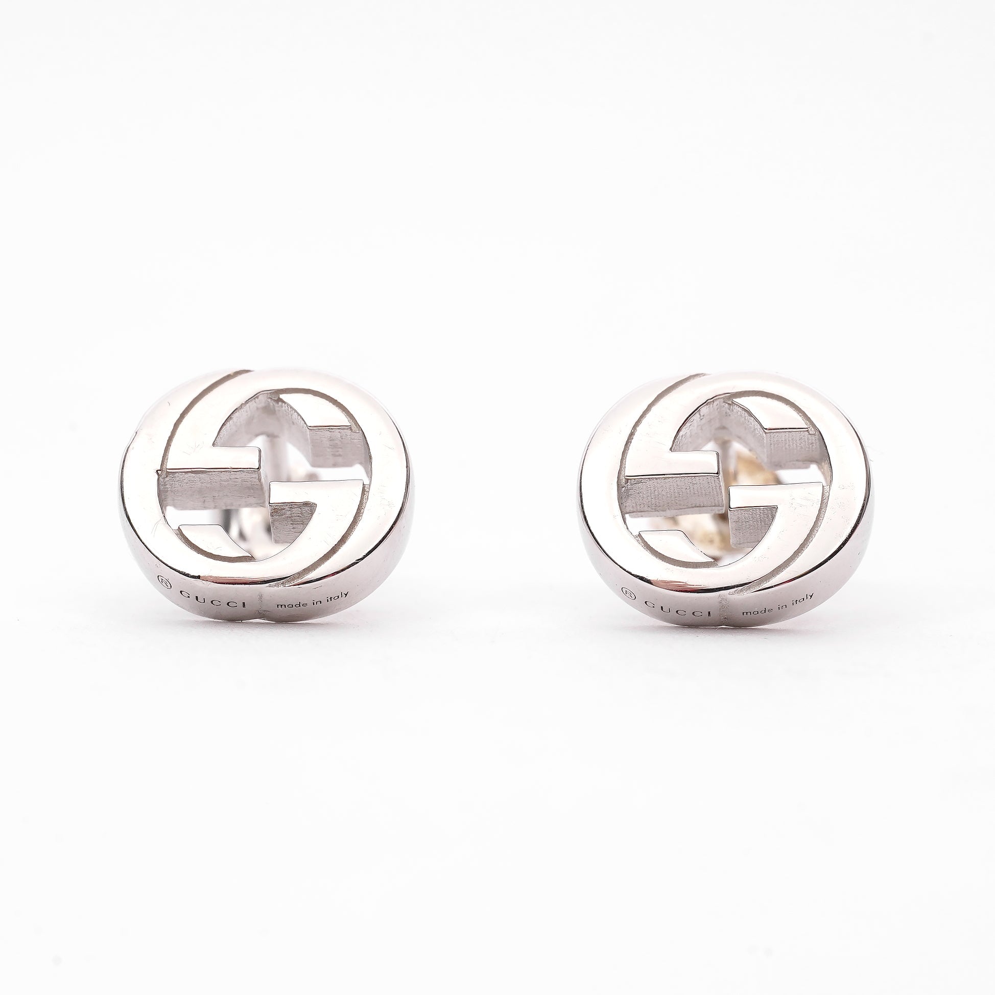 Gucci Interlocking GG Earrings Silver Silver Sterling