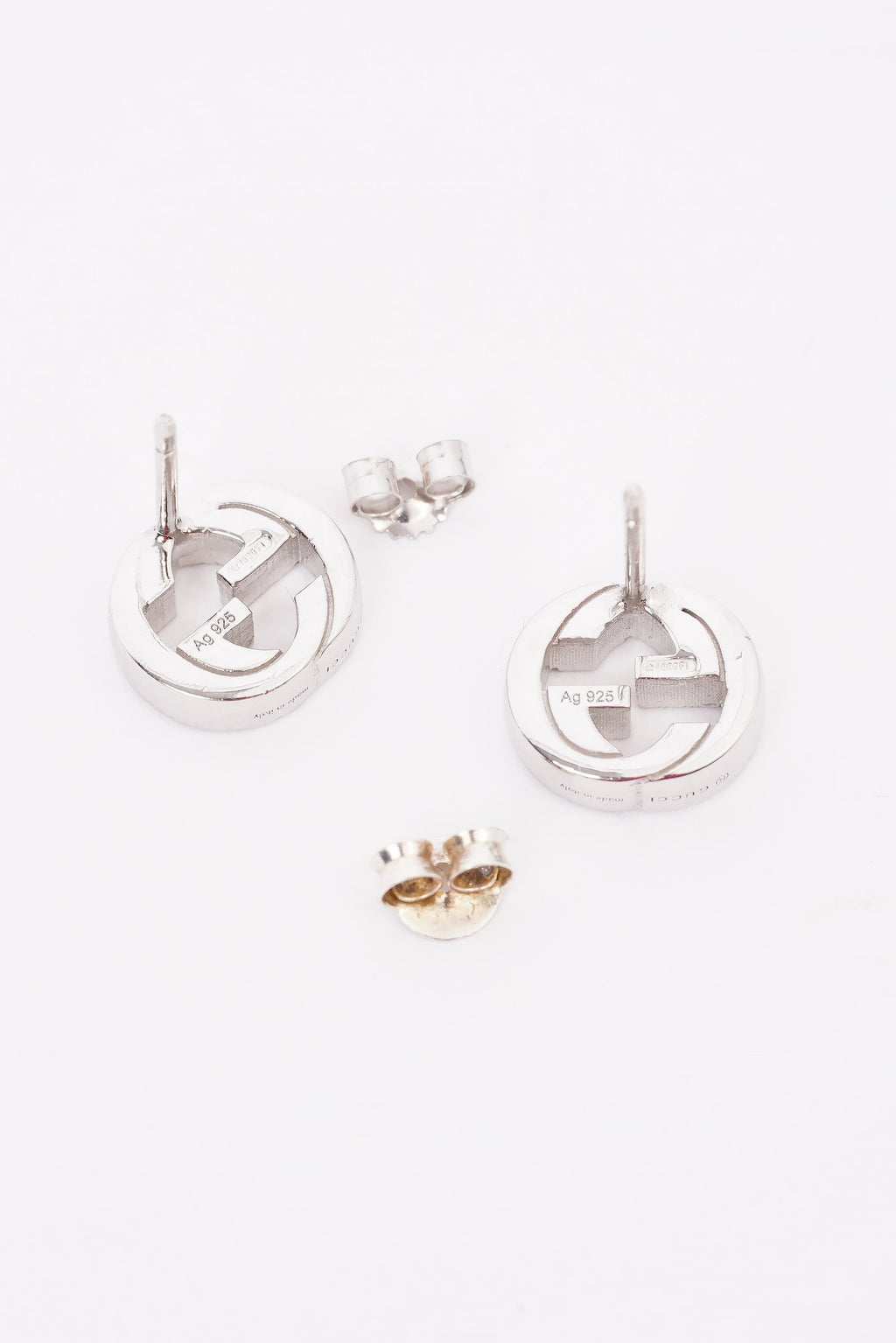 Gucci Interlocking GG Earrings Silver Silver Sterling