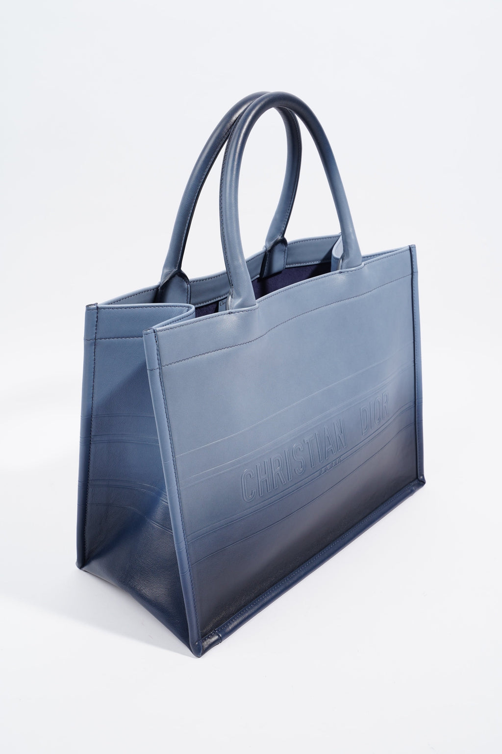 Christian Dior Book Tote Ombre Blue Leather Blue Leather Medium