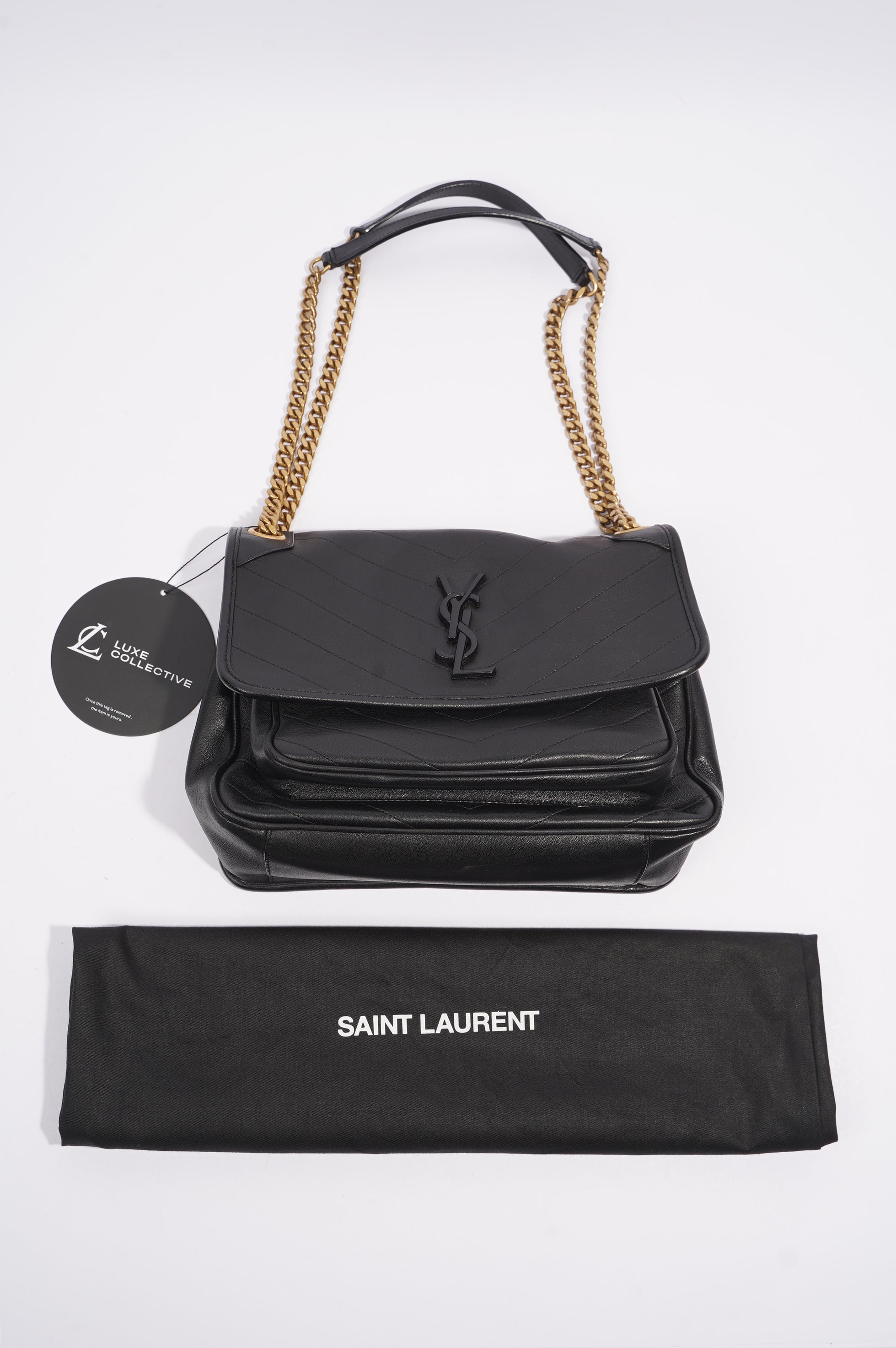Saint Laurent Niki Chain Bag Black Lambskin Leather Medium