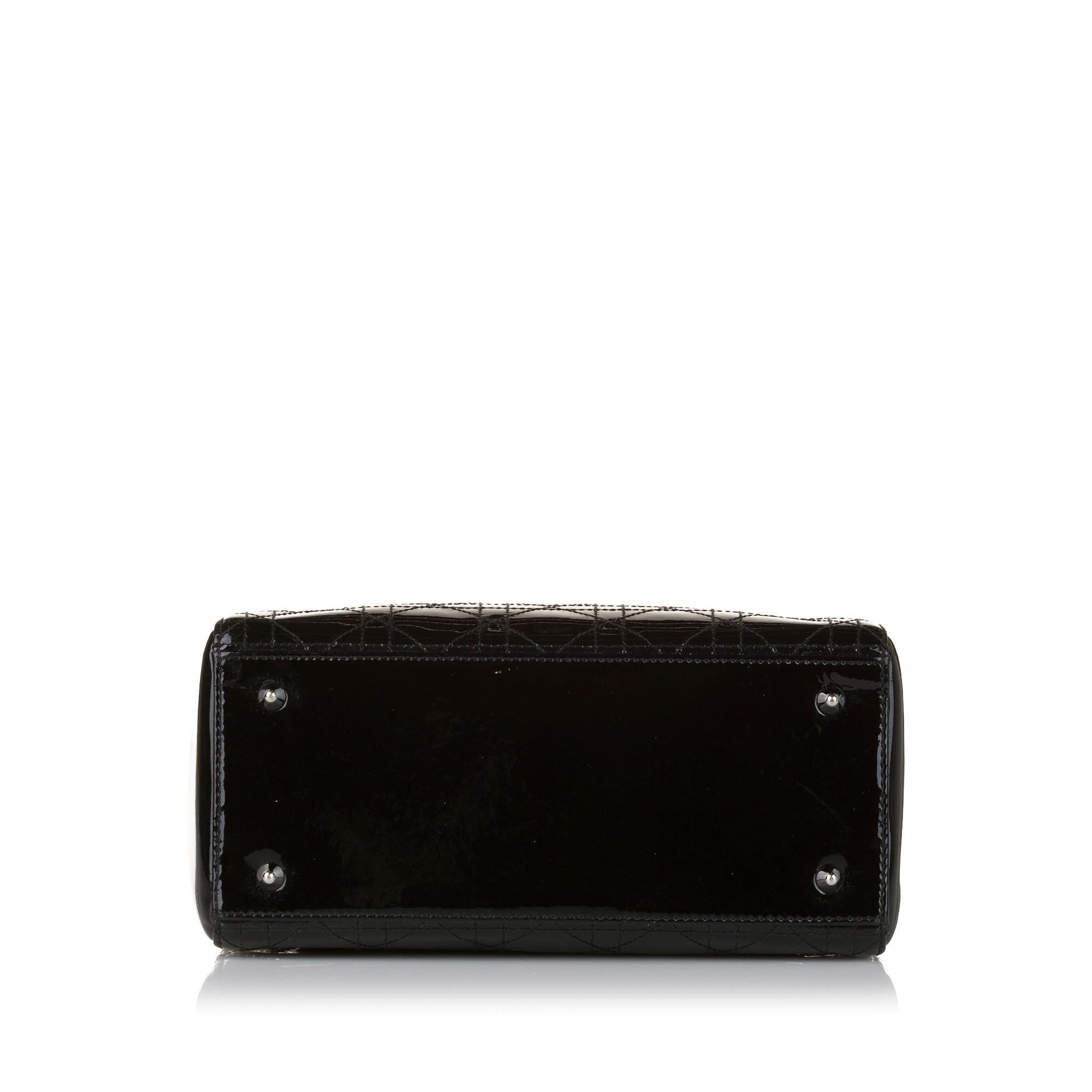 Dior Cannage Stitch Lady Dior Patent Leather Handbag (SHG-a9Bh5T)