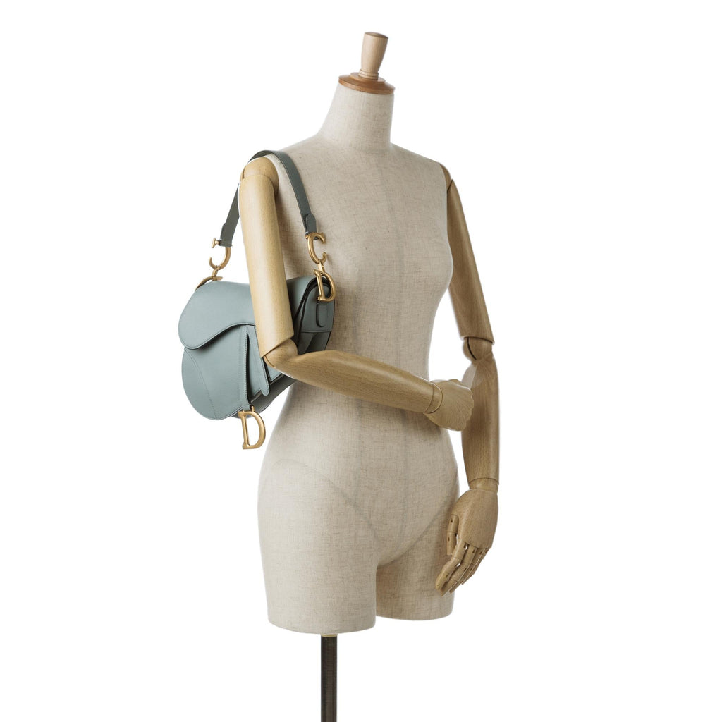 Dior Medium Leather Saddle Bag (SHG-rdD39t)
