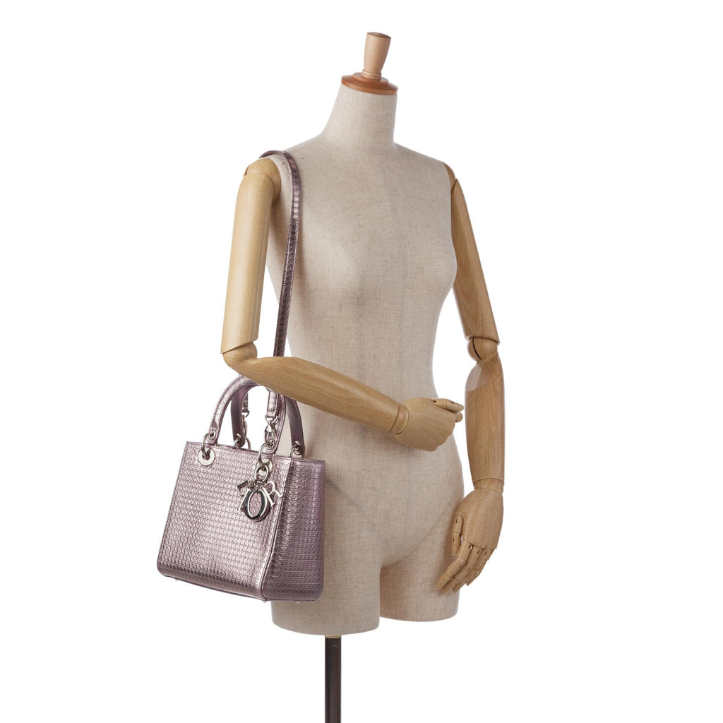 Dior Medium Metallic Microcannage Lady Dior (SHG-rFTqIT)