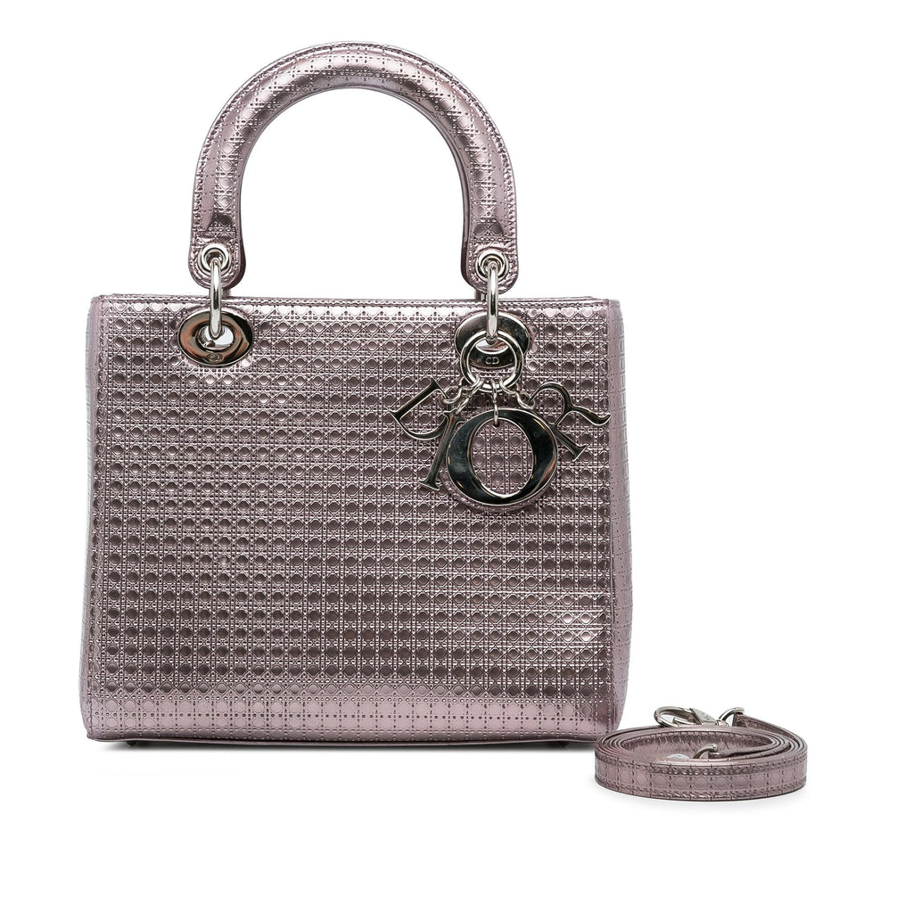 Dior Medium Metallic Microcannage Lady Dior (SHG-rFTqIT)