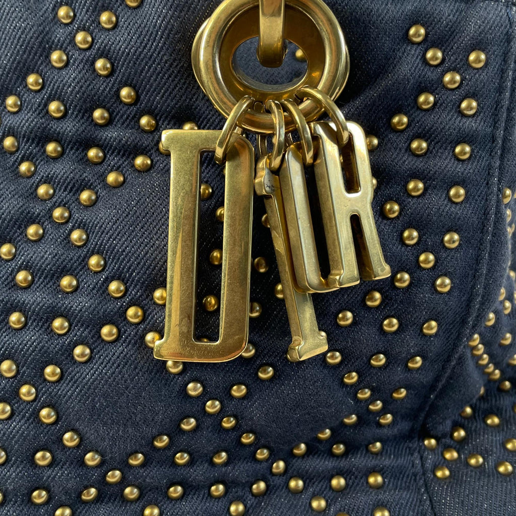 Dior Medium Studded Denim Supple Lady Dior (SHG-cNHN7T)