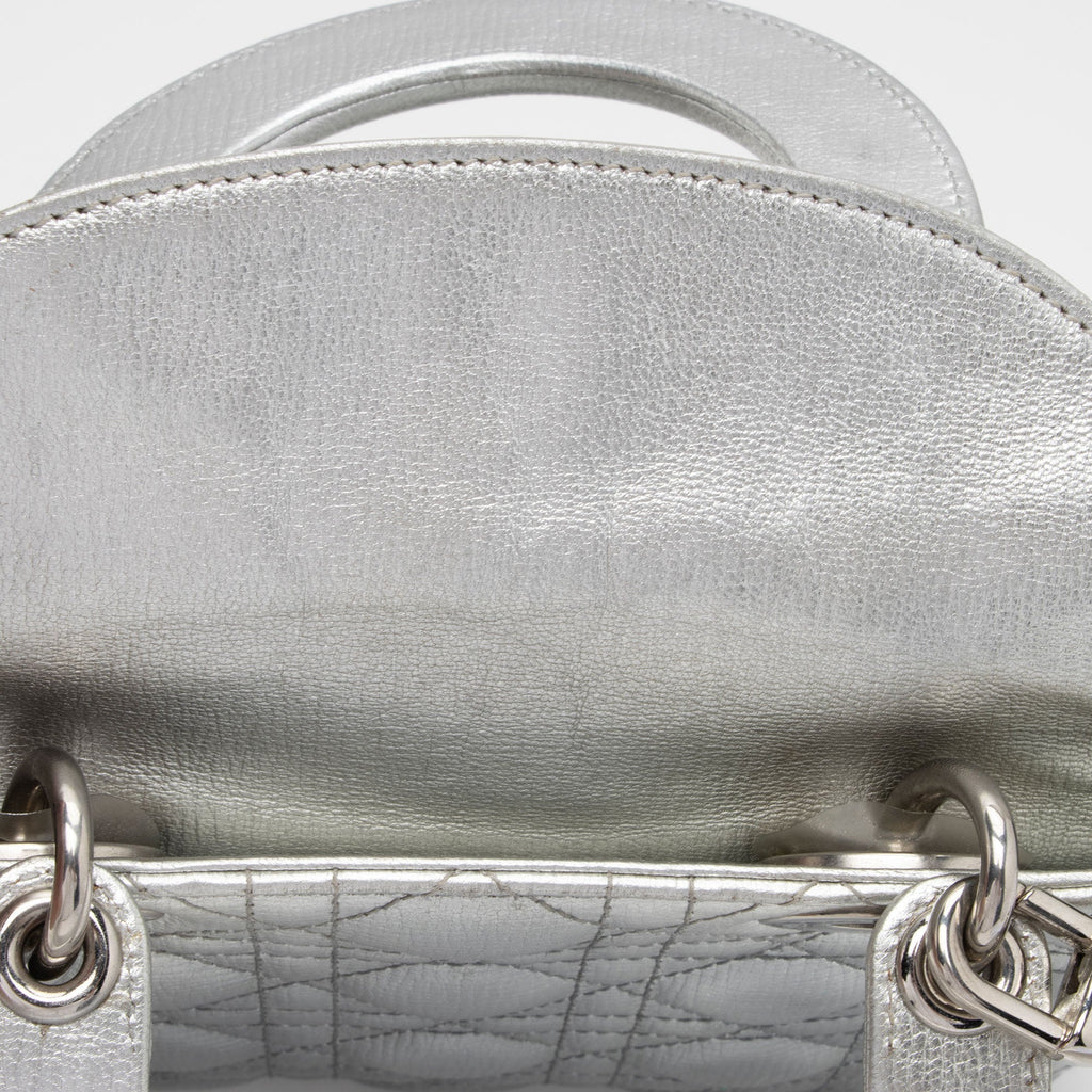 Dior Metallic Leather Lady Dior Small Tote (SHF-4YtjmZ)