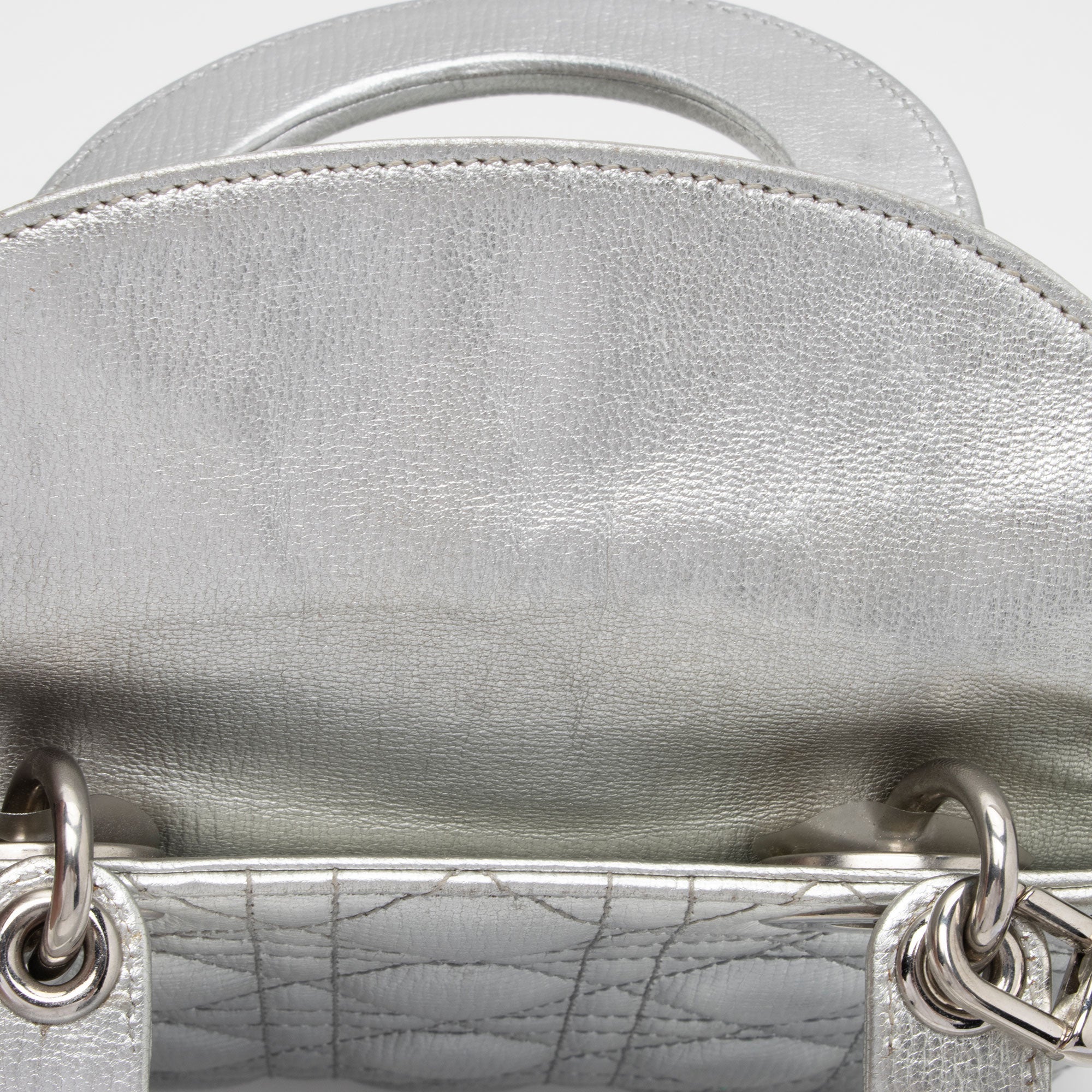 Dior Metallic Leather Lady Dior Small Tote (SHF-4YtjmZ)