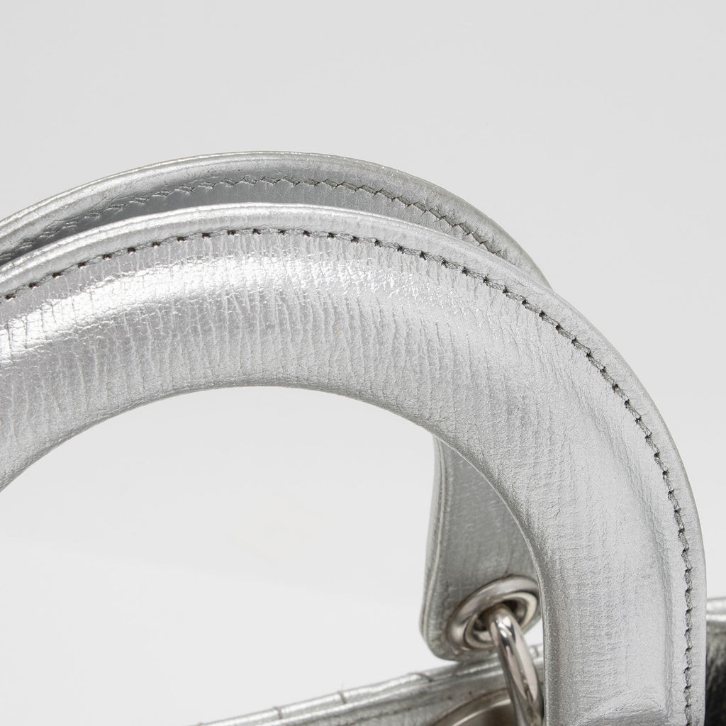 Dior Metallic Leather Lady Dior Small Tote (SHF-4YtjmZ)