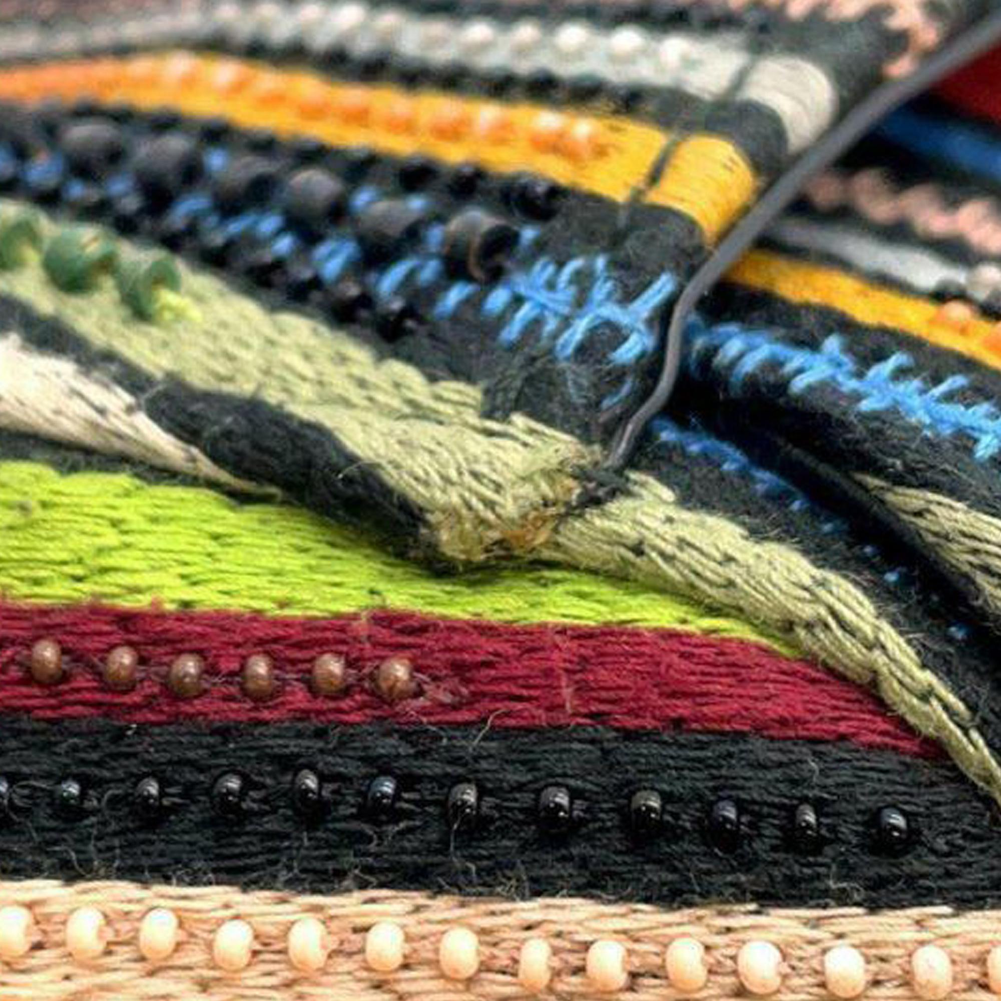 Dior Mini Beaded Canvas Striped Saddle (SHG-uTwXUN)