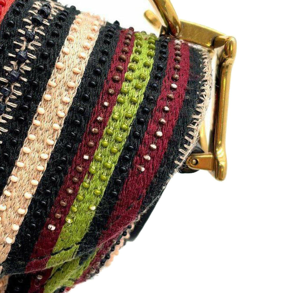 Dior Mini Beaded Canvas Striped Saddle (SHG-uTwXUN)