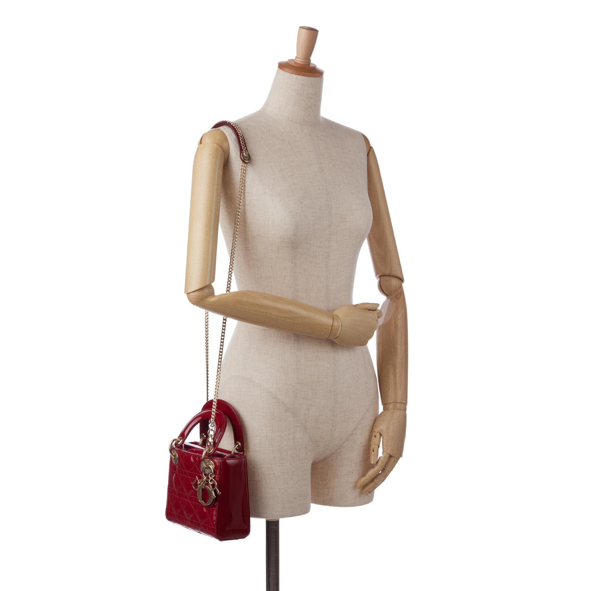 Dior Mini Cannage Patent Lady Dior (SHG-NpIWuW)