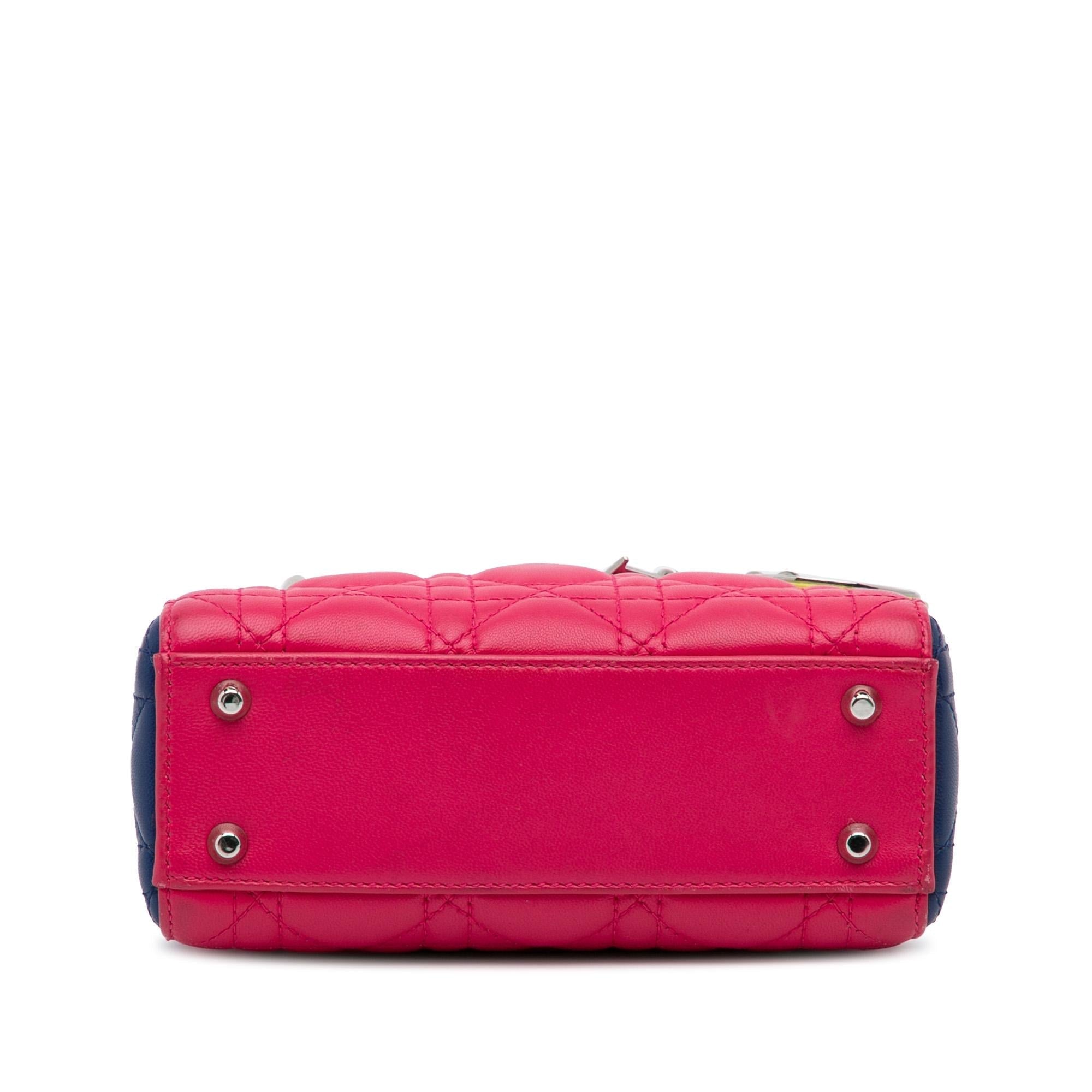 Dior Mini Lambskin Cannage Lady Dior Tricolor (SHG-mXgK8D)