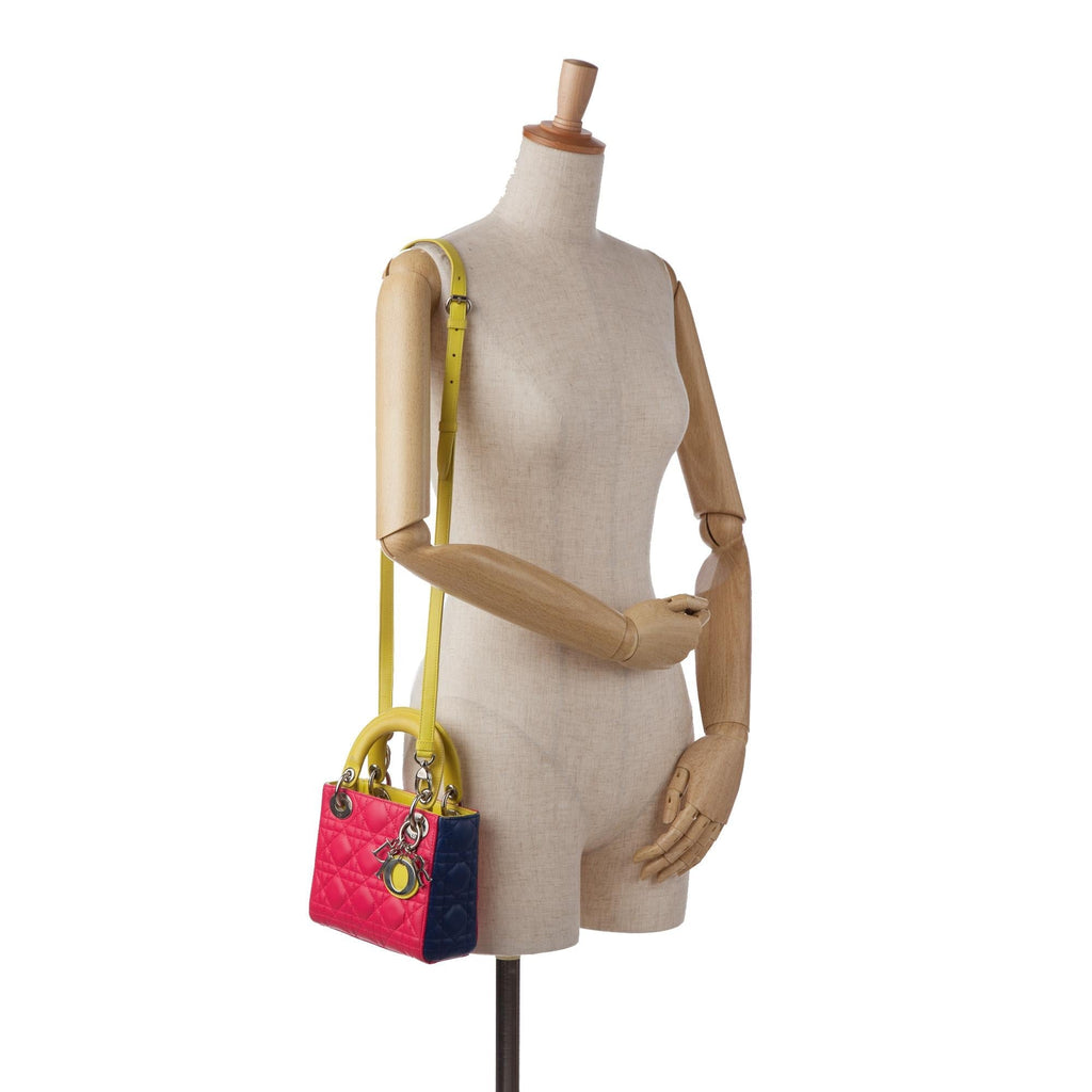 Dior Mini Lambskin Cannage Lady Dior Tricolor (SHG-mXgK8D)