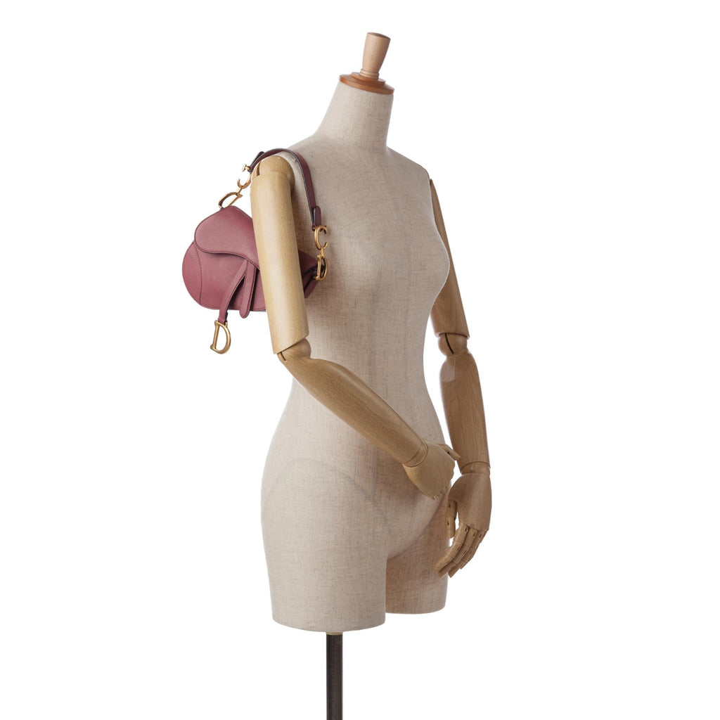 Dior Mini Leather Saddle Bag (SHG-WU9mOF)