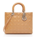 Dior Patent Leather Lady Dior Large Tote (SHF-5hKv8U)